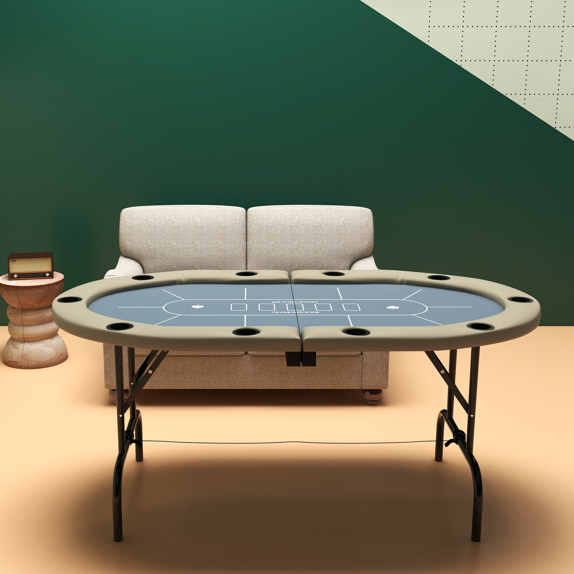 Soozier Foldable Poker Table Blackjack Texas Holdem Poker Game