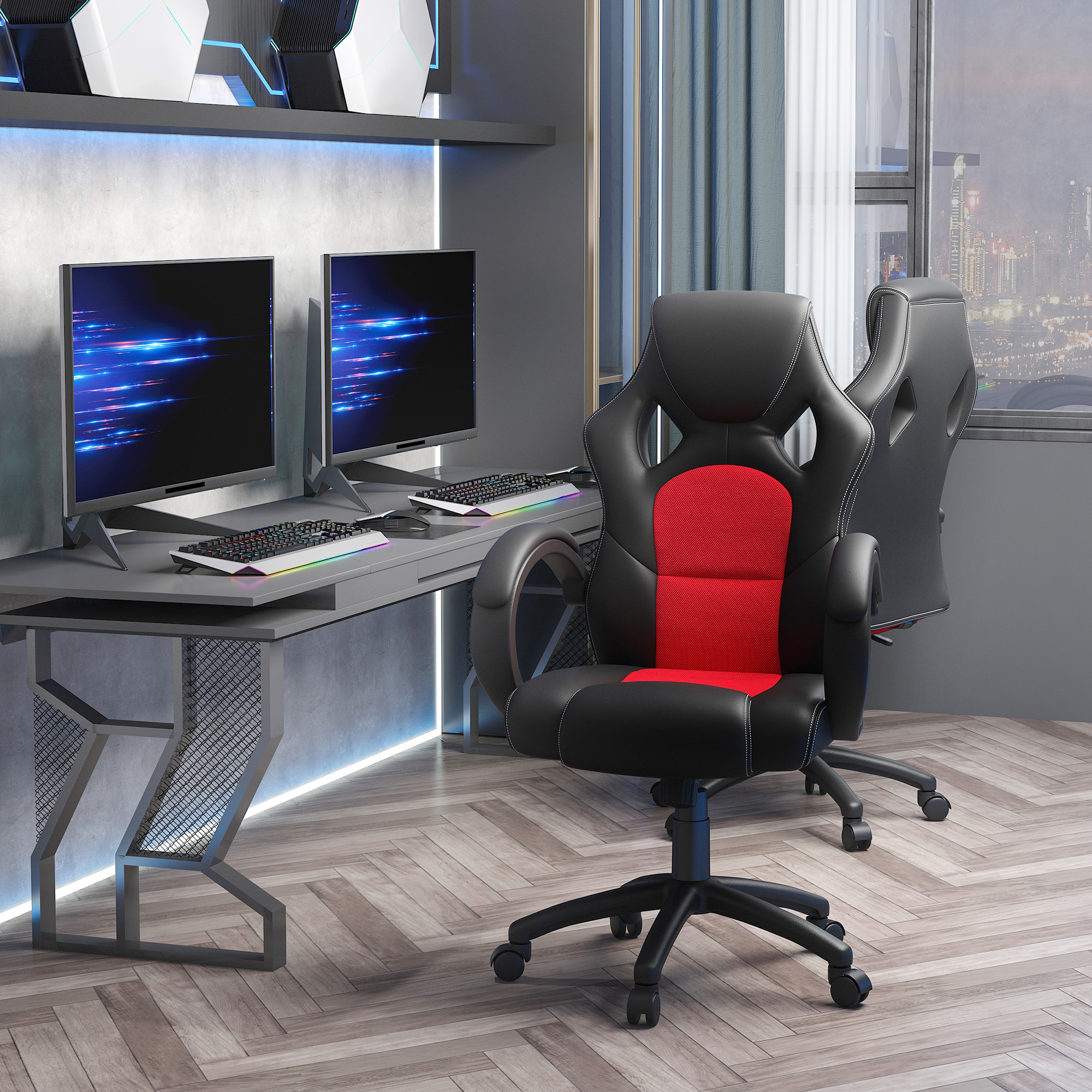 HOMCOM Ergonomic Gaming Chair, High Back, Swivel Racing Chair with Wheels, Headrest, Tilt, Red Aosom Canada