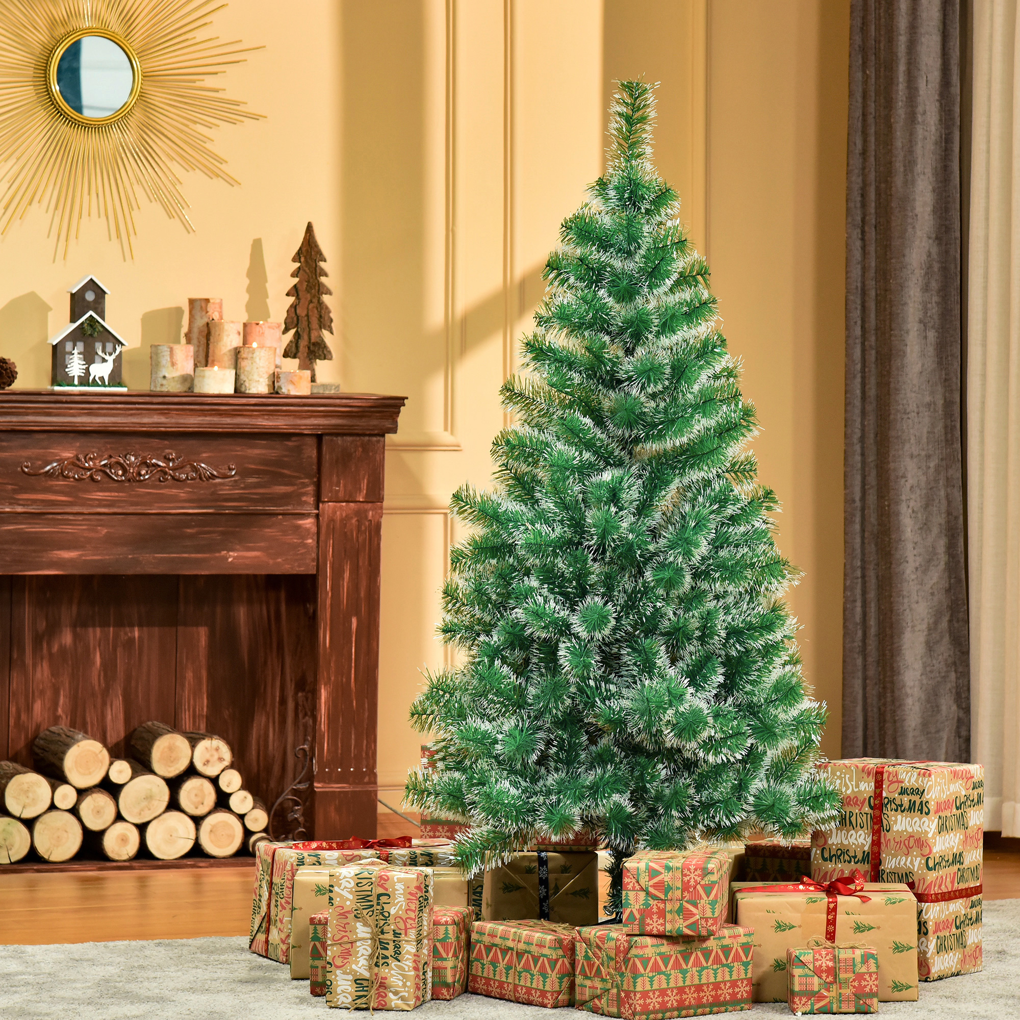 HOMCOM Artificial Christmas Tree 5FT Classic Holiday Indoor Decor with Metal Support - Lush Green Aosom Canada