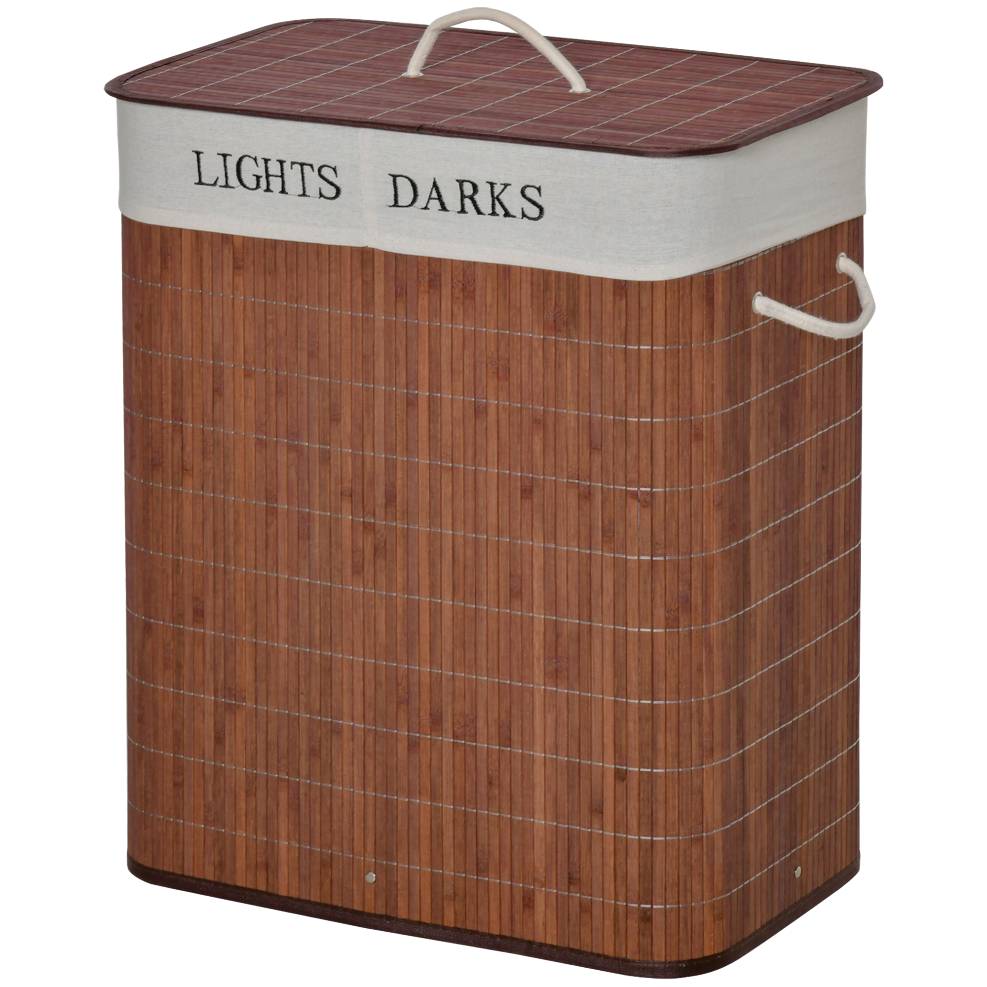 HOMCOM HOMCOM Bamboo Laundry Hamper with 2 Removable Bags, Washing Basket with Lid and String Handles, 26.4-Gals, Brown | Aosom.com - $37.99 at Aosom US