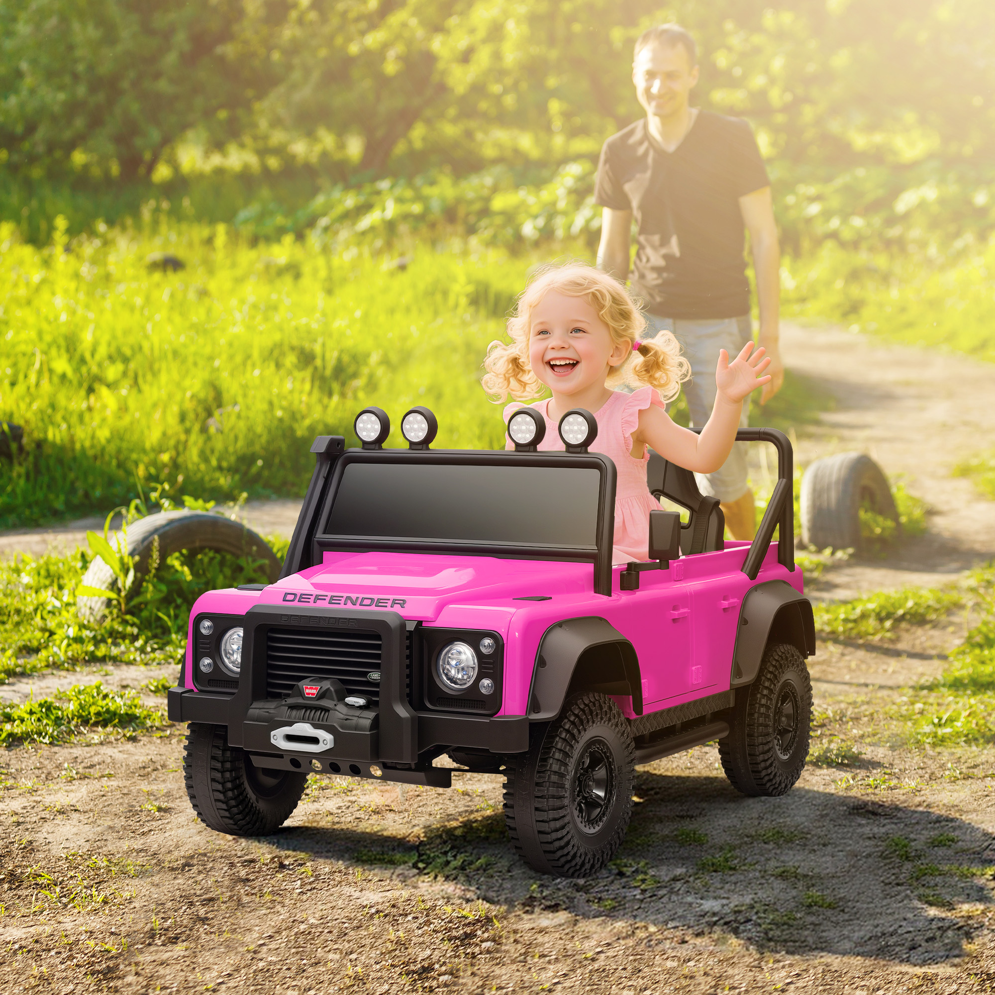 Qaba Land Rover Licensed Kids Ride on Truck with Remote Control, Spring Suspension, LED Lights, 3 Speed for Ages 3-5, Pink Aosom Canada