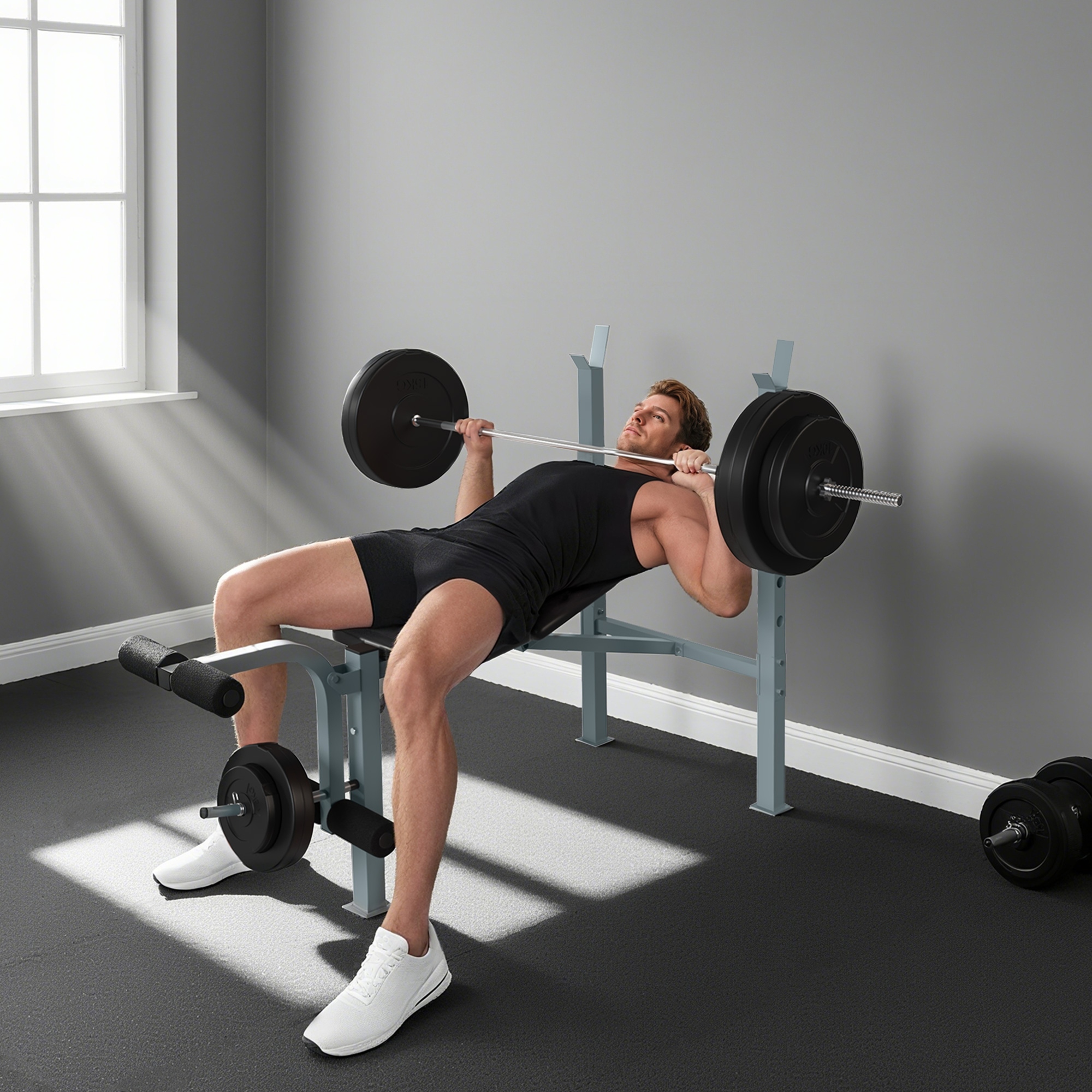 Soozier Incline Decline Adjustable Fitness Exercise Olympic Weight Lifting Bench with Leg Extension Aosom Canada