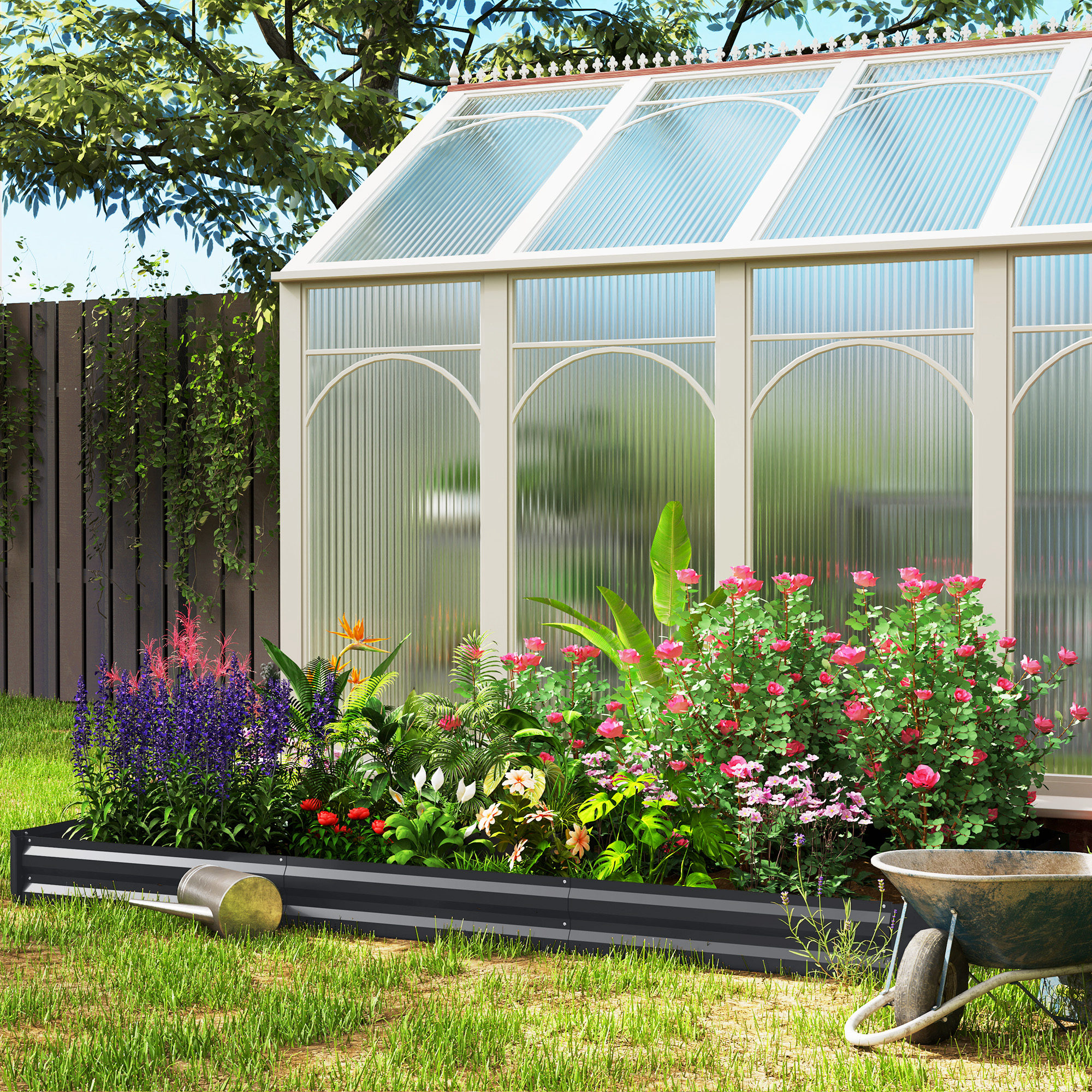 Outsunny Galvanized Raised Bed, 8' x 4' x 1' Metal Planter Box, Outdoor Garden Box with Open Bottom for Flower Herb Vegetable Aosom Canada