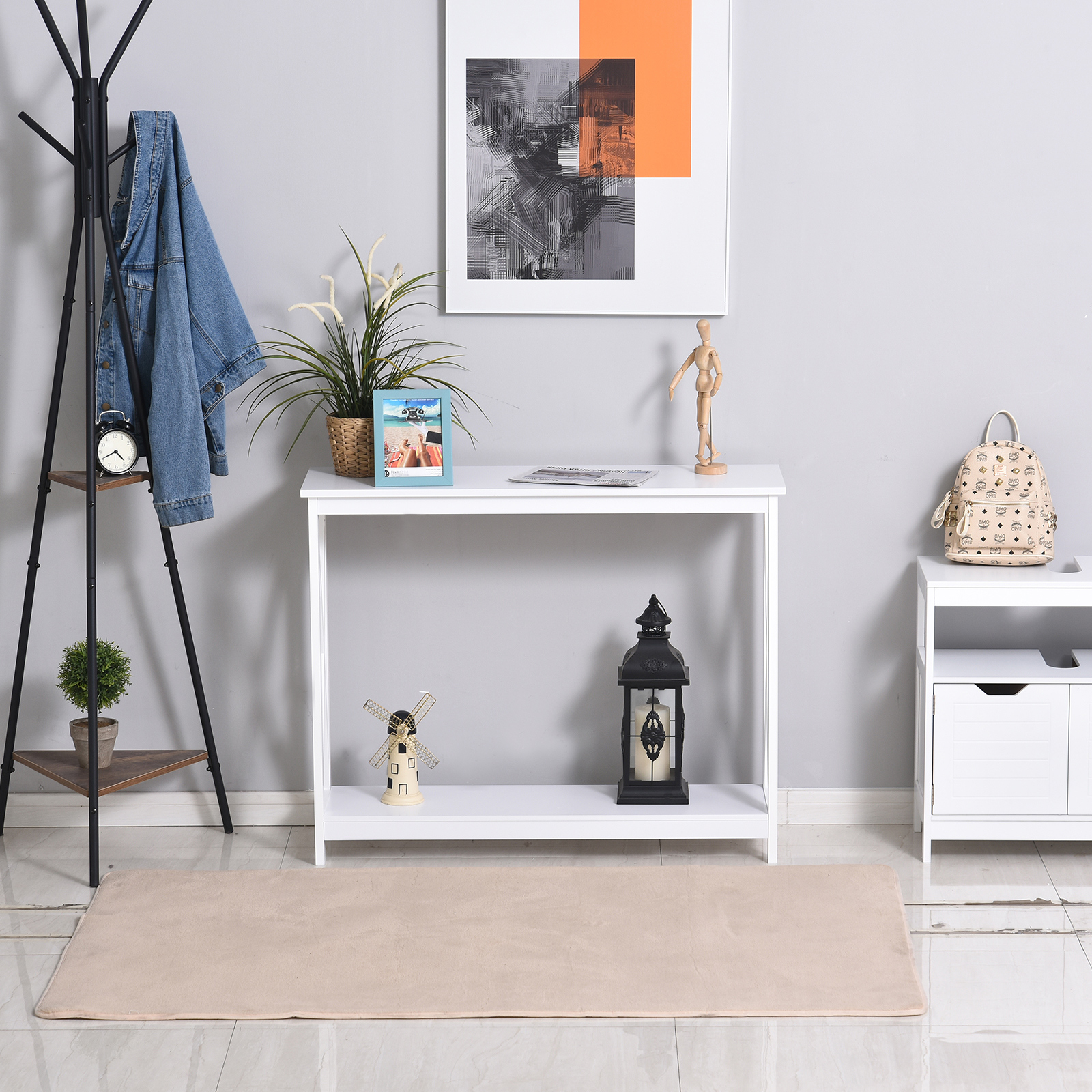 HOMCOM X-Design Console Table: Modern Sofa Side Table with Storage Shelf, Living Room/Entryway, White Aosom Canada