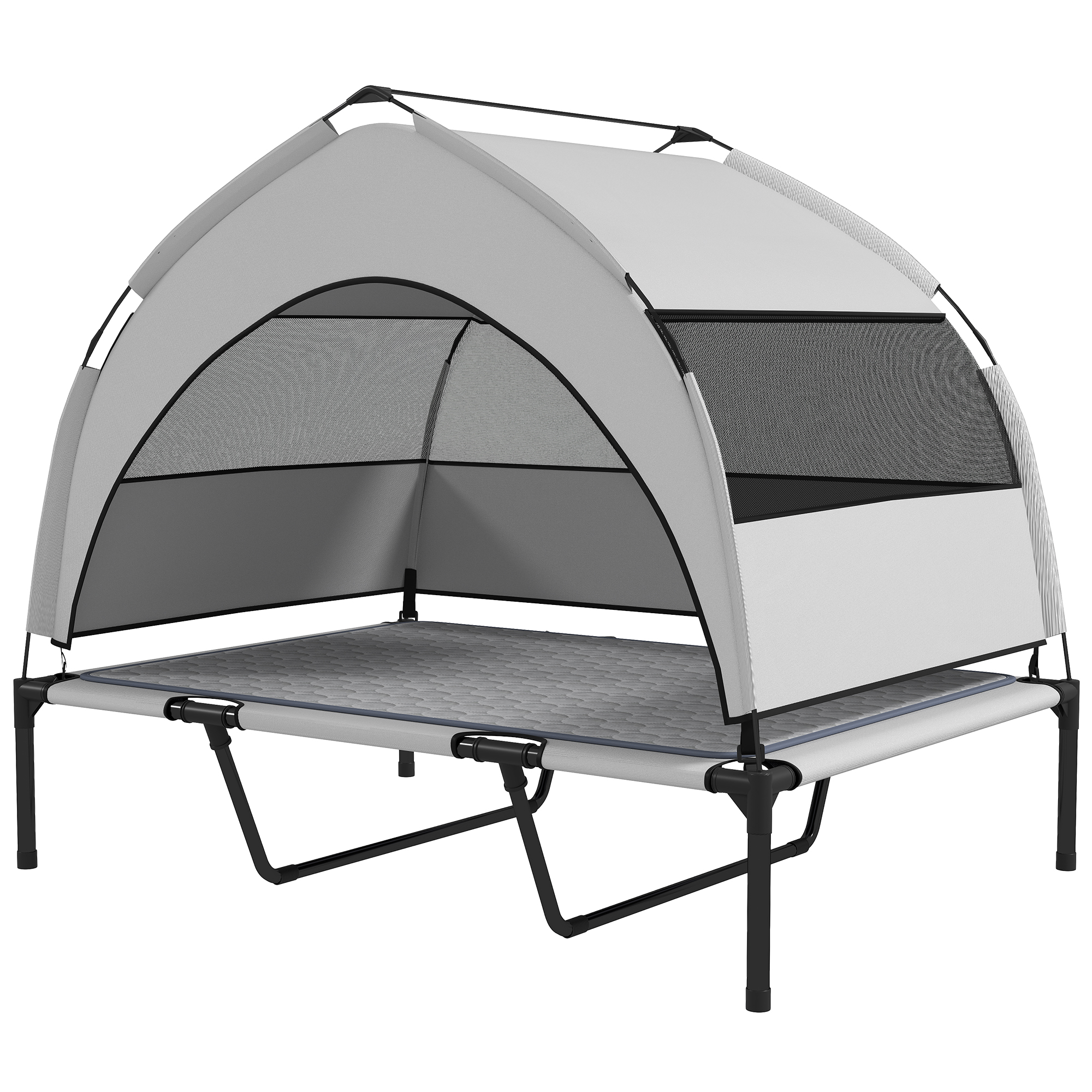 PawHut "PawHut Elevated Dog Bed with Removable Canopy, Portable Outside Raised Pet Cot with Cooling Pad, Storage Bag, 42"" x 30"" x 37""" - $61.99 at Aosom US