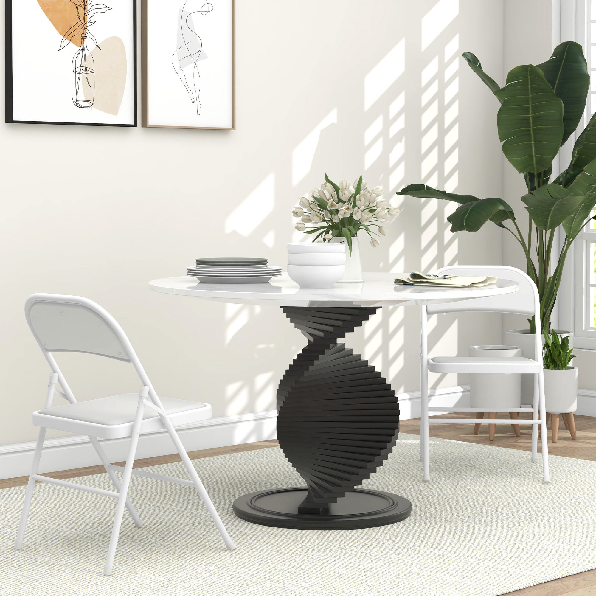 HOMCOM Set of 2 Metal Foldable Chairs, PU Leather Padded Folding Chairs with Cushion Seat and Open Back for Indoor, White Aosom Canada