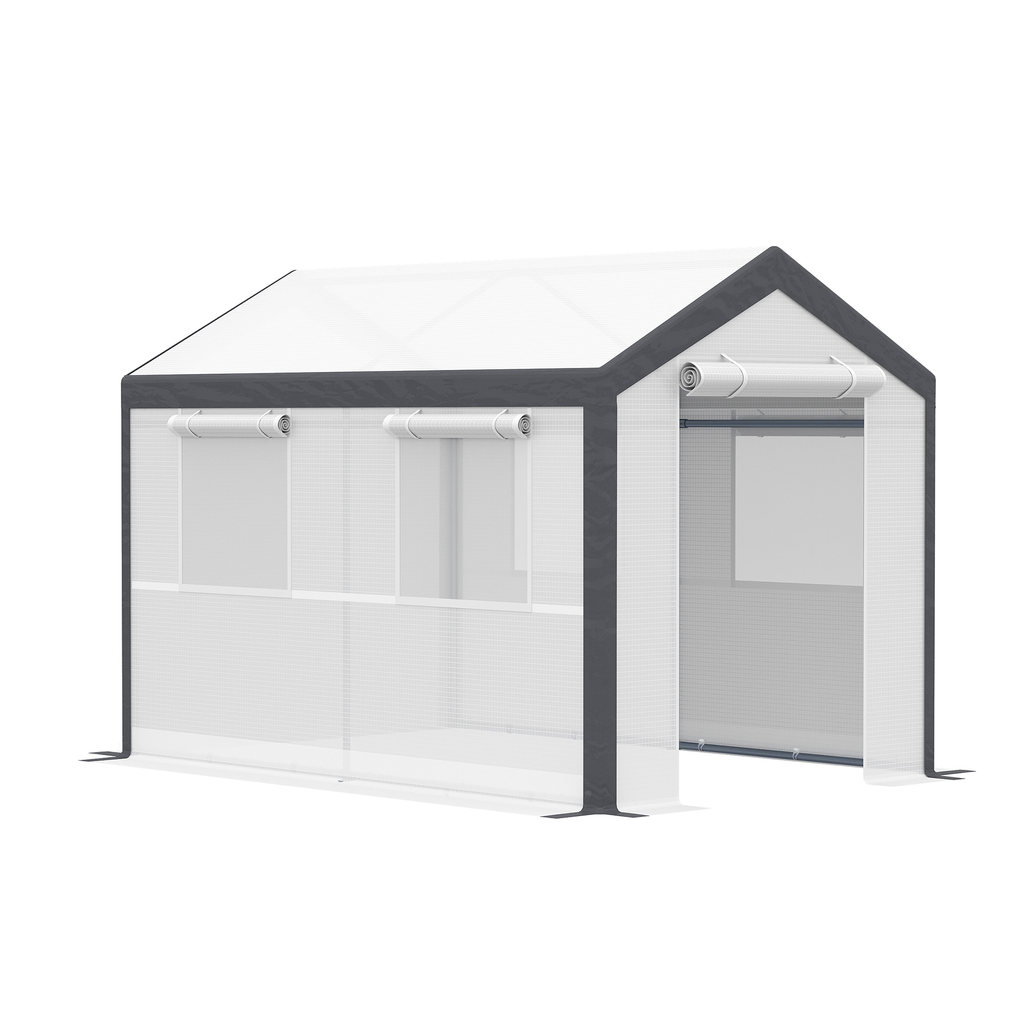 Outsunny 10' x 7' x 7' Greenhouse, Walk-in Outdoor Tunnel Green House with PE Cover, Steel Frame, White