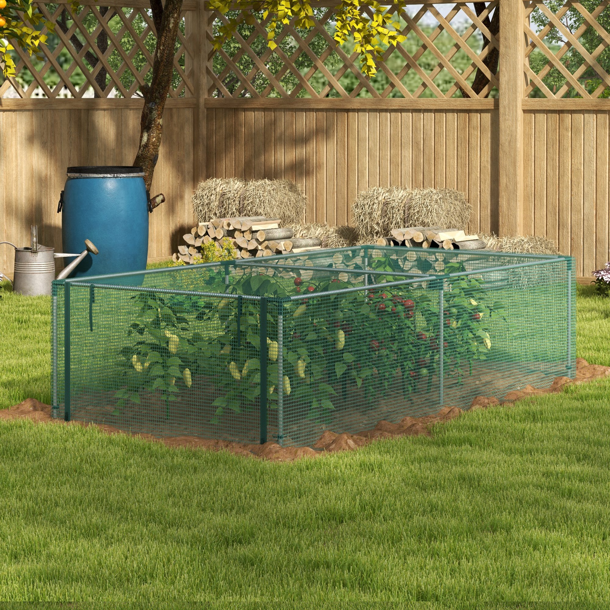 Outsunny 8.1' x 4.1' Plant Protection Cage with Zipper Roll-Up Door, Plant Protector from Animals with Galvanised Steel Frame Aosom Canada