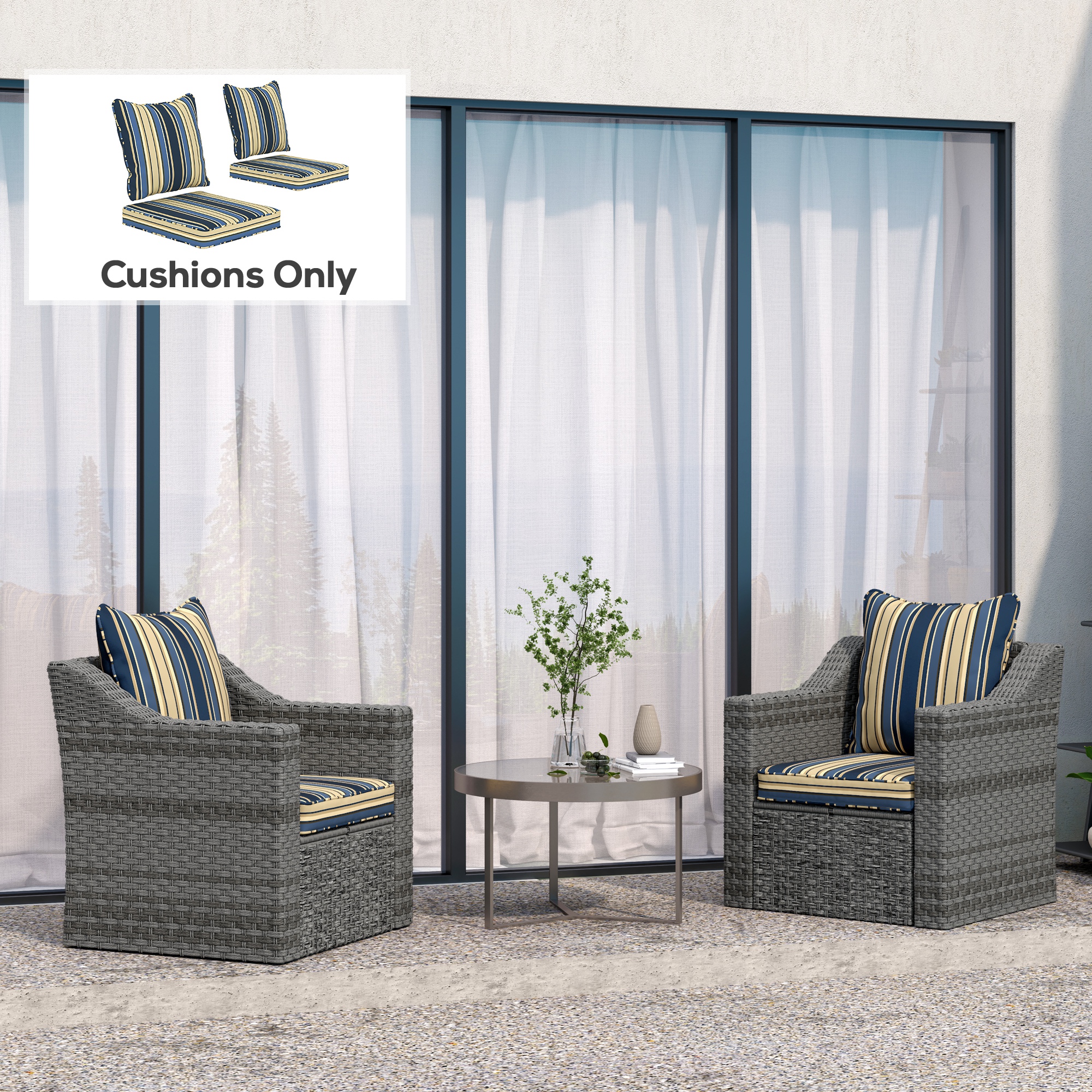 Outsunny Cushion Comfort: 4-Piece Replacement Seat and Back Pillows for Indoor/Outdoor Patio Chairs, Vibrant Blue Aosom Canada