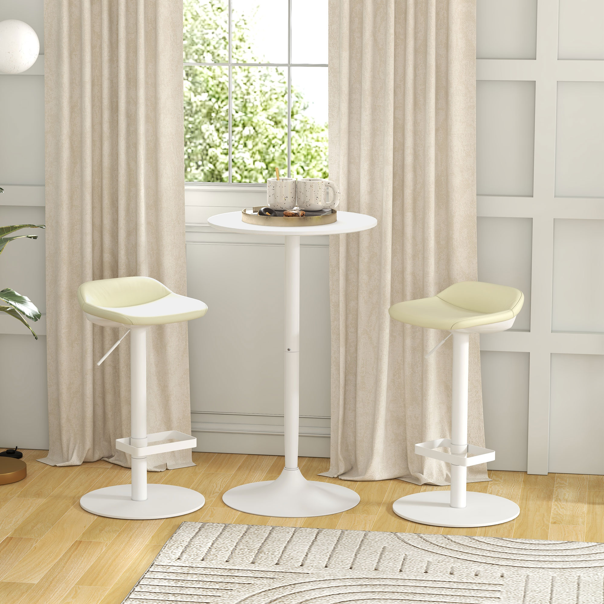 HOMCOM Modern High Top Bar Table Round Dining Painted Top Steel Base Bistro Table for 2 White Aosom Canada