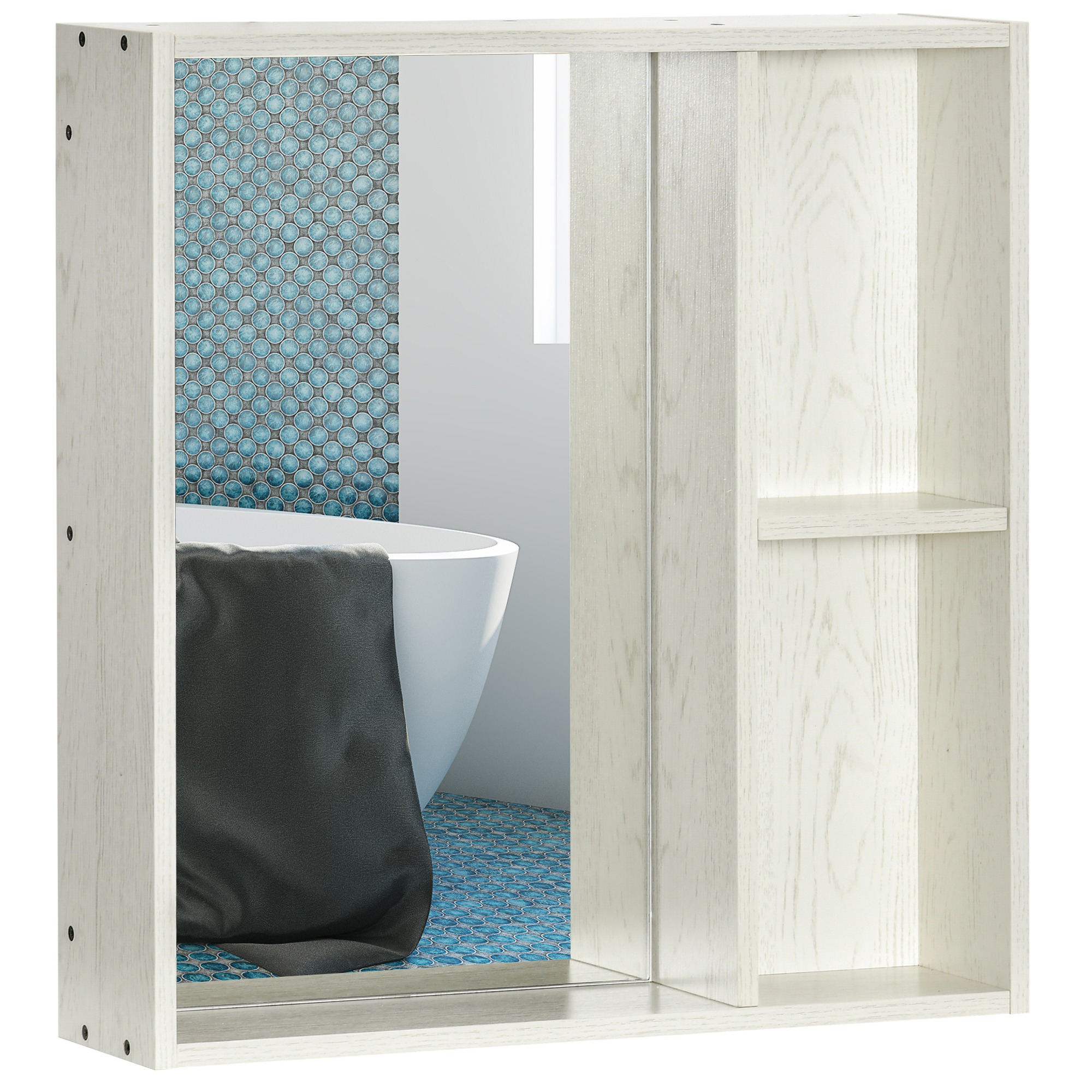 kleankin 24.75" x 25.5" Bathroom Medicine Cabinet with Mirror, Storage Shelf, Over Toilet Bathroom C