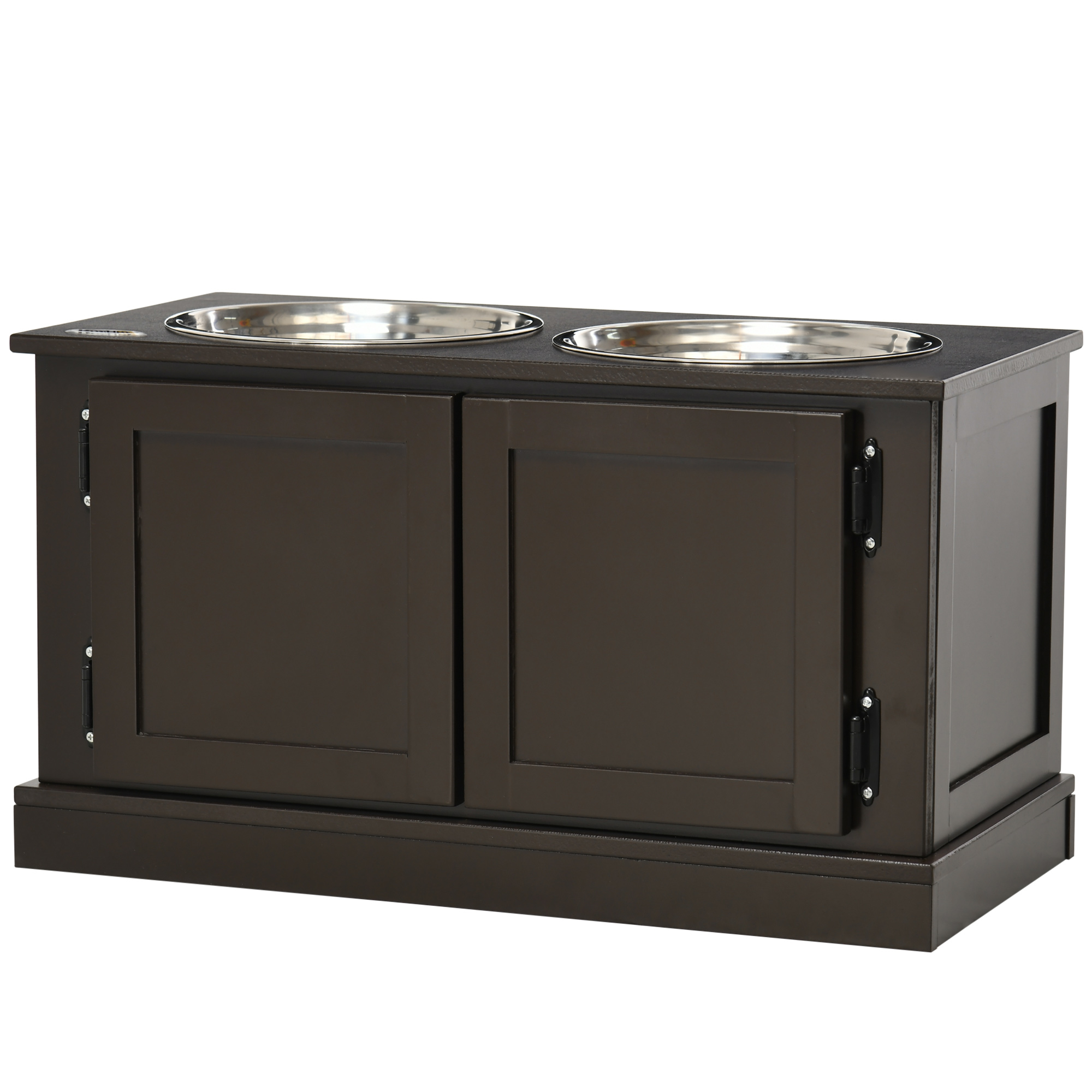 PawHut PawHut Elevated Dog Bowls with Storage, Two Stainless Steel Bowls for Large Dogs, Coffee - $64.99 at Aosom US