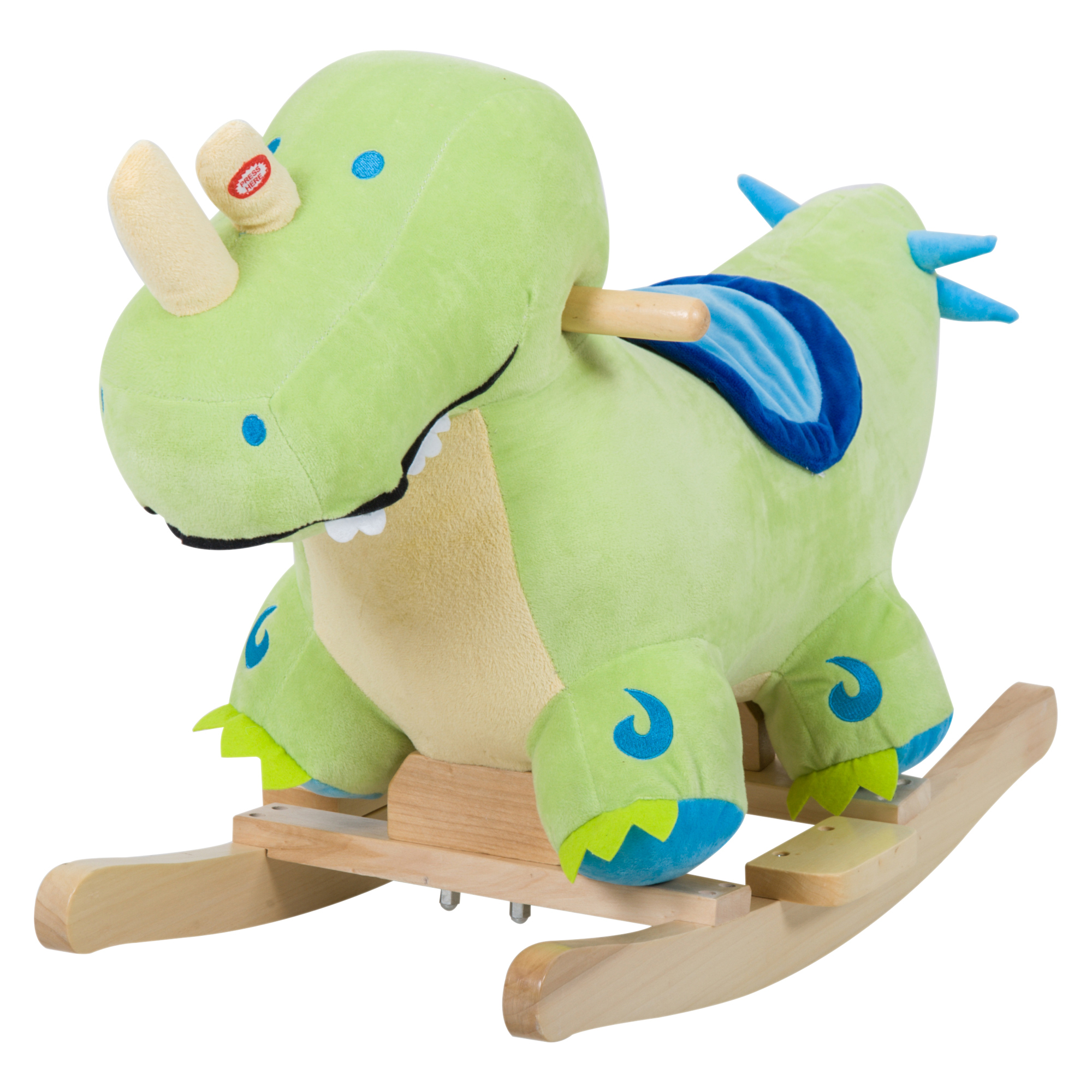 Qaba Qaba Dinosaur Rocking Horse, Plush, Realistic Sounds, Green, Adventure & Fun Ride-On Toy for Kids | Aosom.com - $56.99 at Aosom US