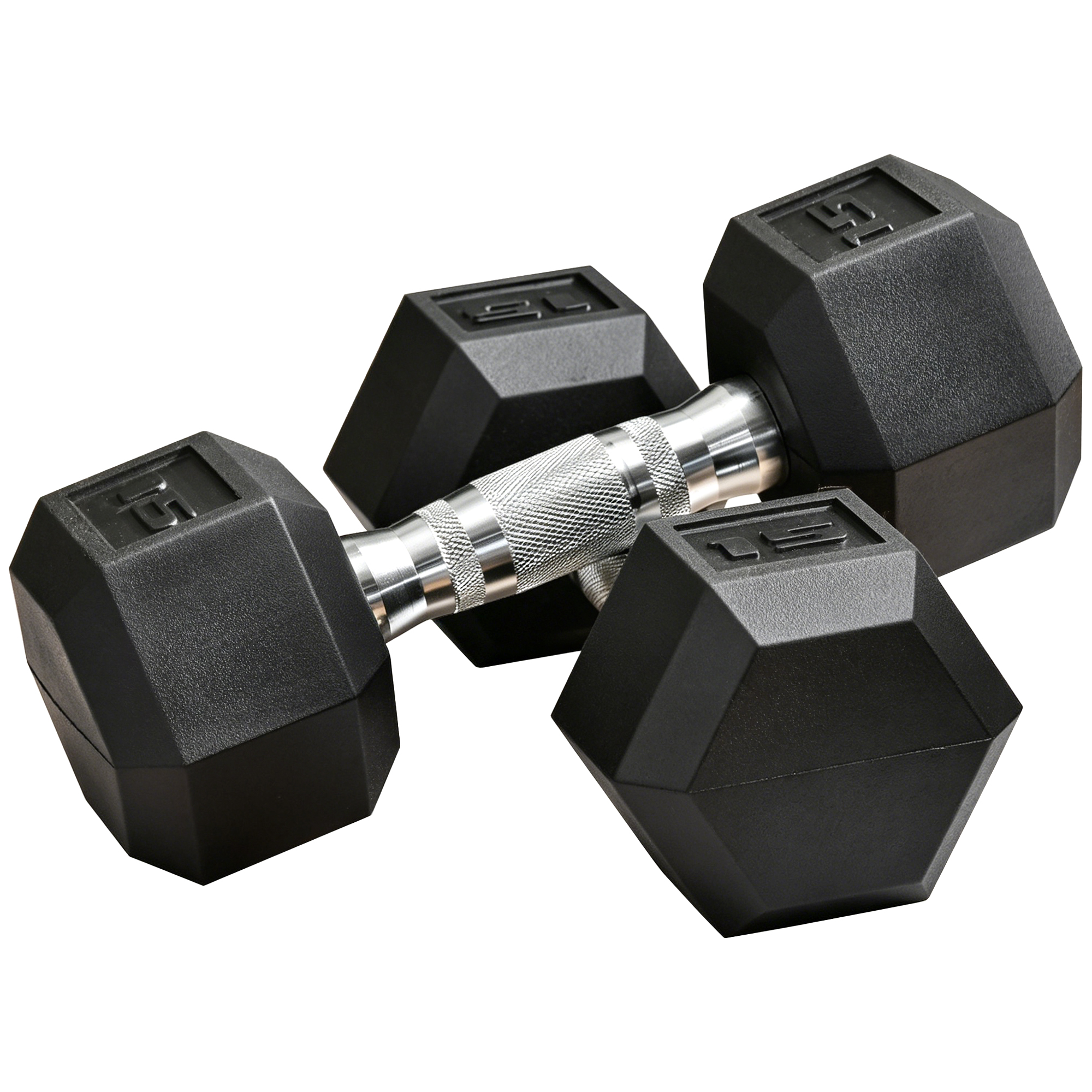 Soozier 2 x 15lbs Hex Dumbbell Set of 2, Rubber Weights Exercise Fitness Dumbbell with Non-Slip Handles, Anti-roll, for Women or Men Home Gym Workout,