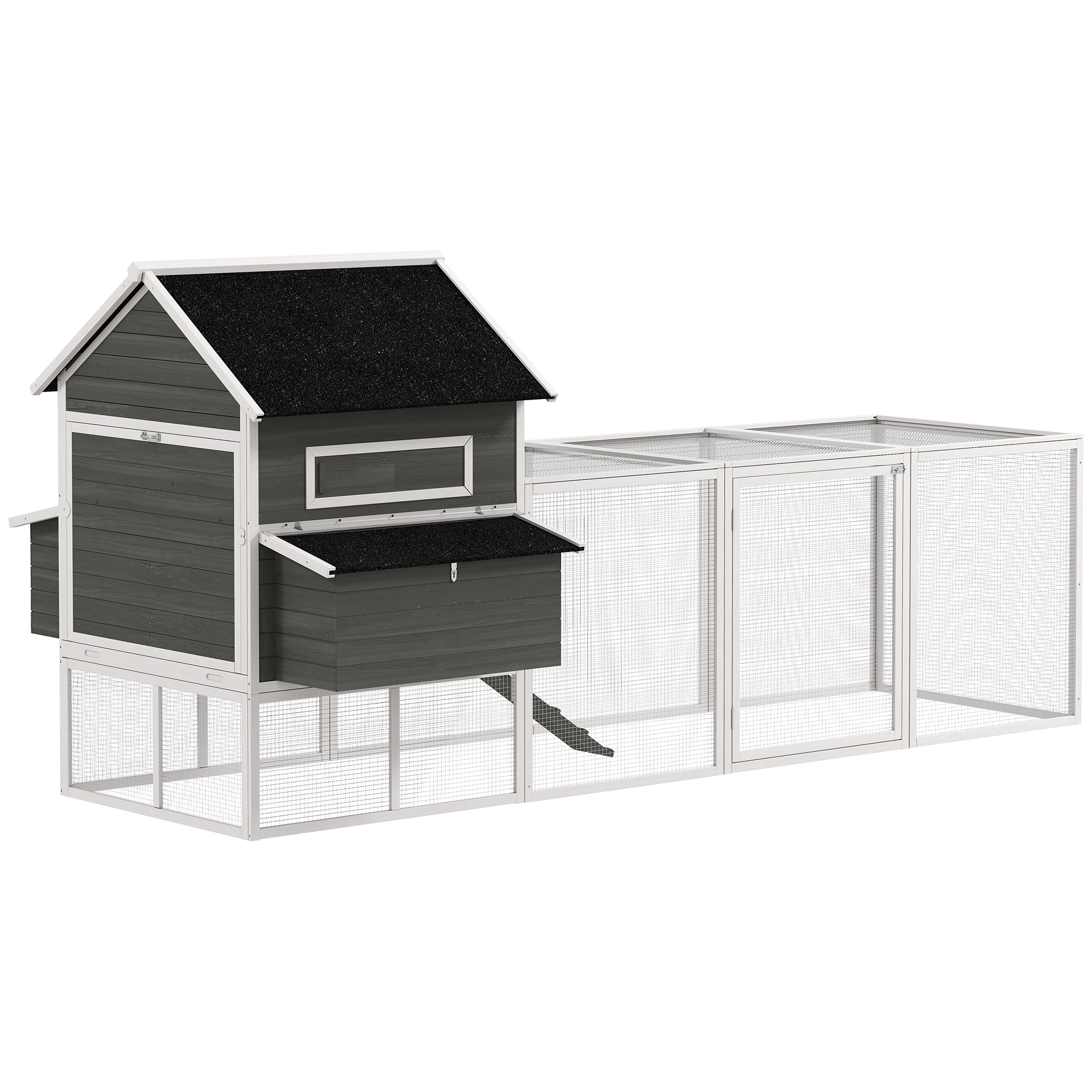 "PawHut 137"" Wooden Chicken Coop for 8-10 Chickens, Backyard, Dark Gray"