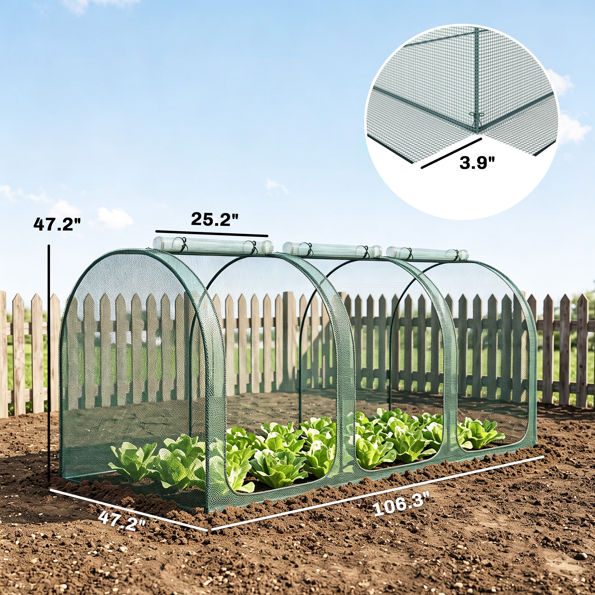 Outsunny 9' x 4' Crop Cage, Plant Protection Tent with Three