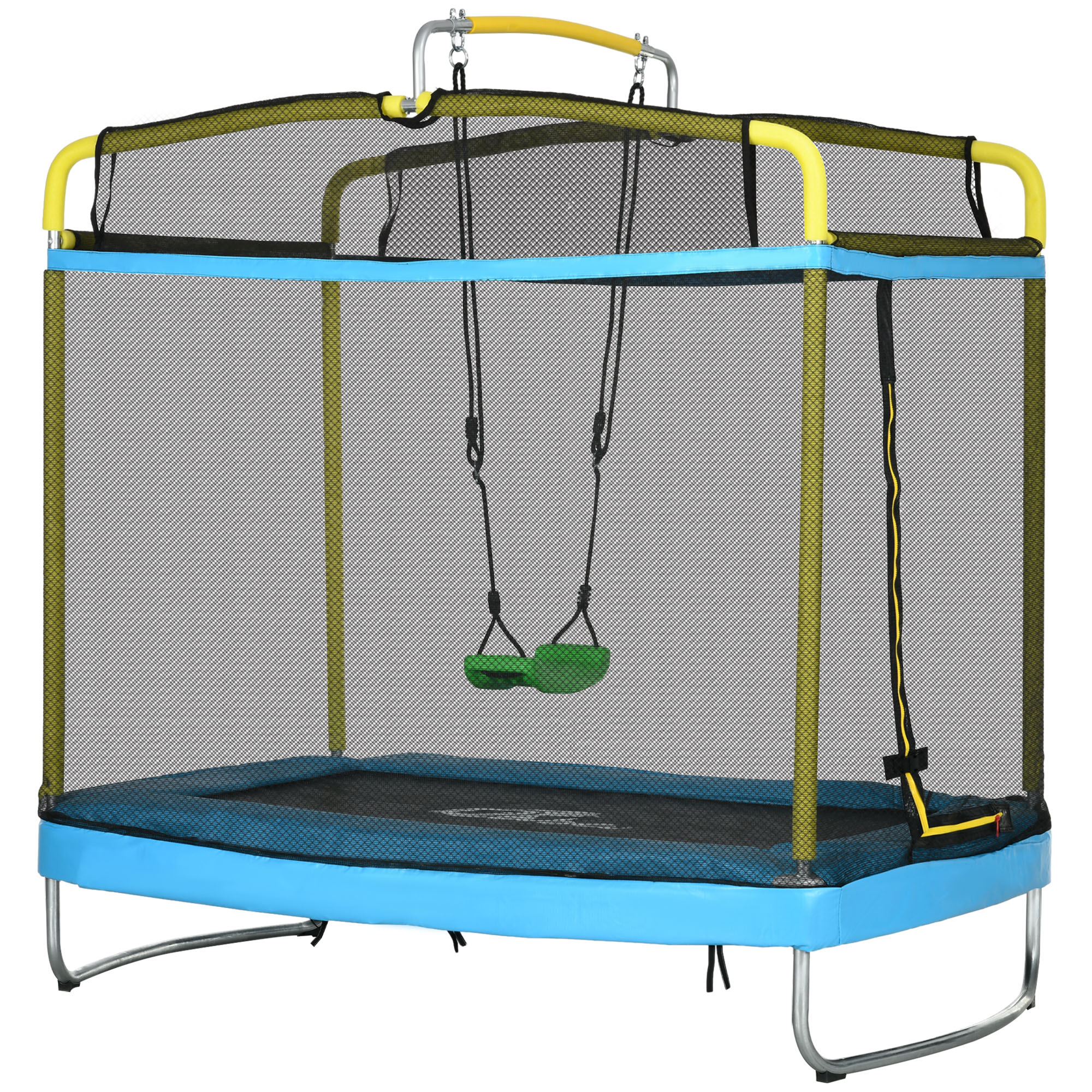 Qaba Qaba 3-in-1 Trampoline for Kids, 6.9ft with Safety Enclosure Net, Indoor Play Equipment, Light Blue | Aosom.com - $152.99 at Aosom US
