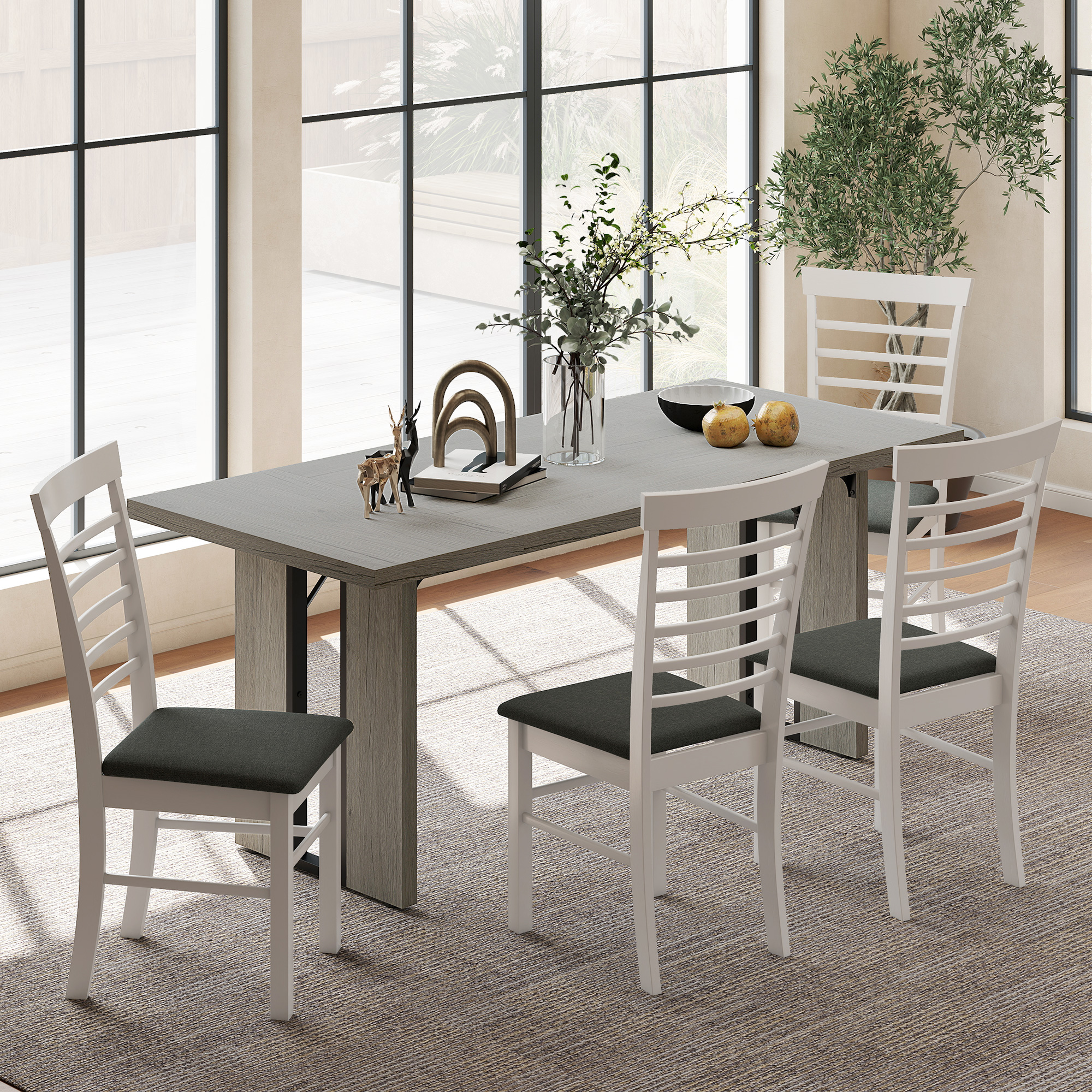 HOMCOM Industrial Kitchen Table for 8, 71" Rectangular Dining Table with Thick Tabletop for Dining Room, Grey Wood Finish Aosom Canada