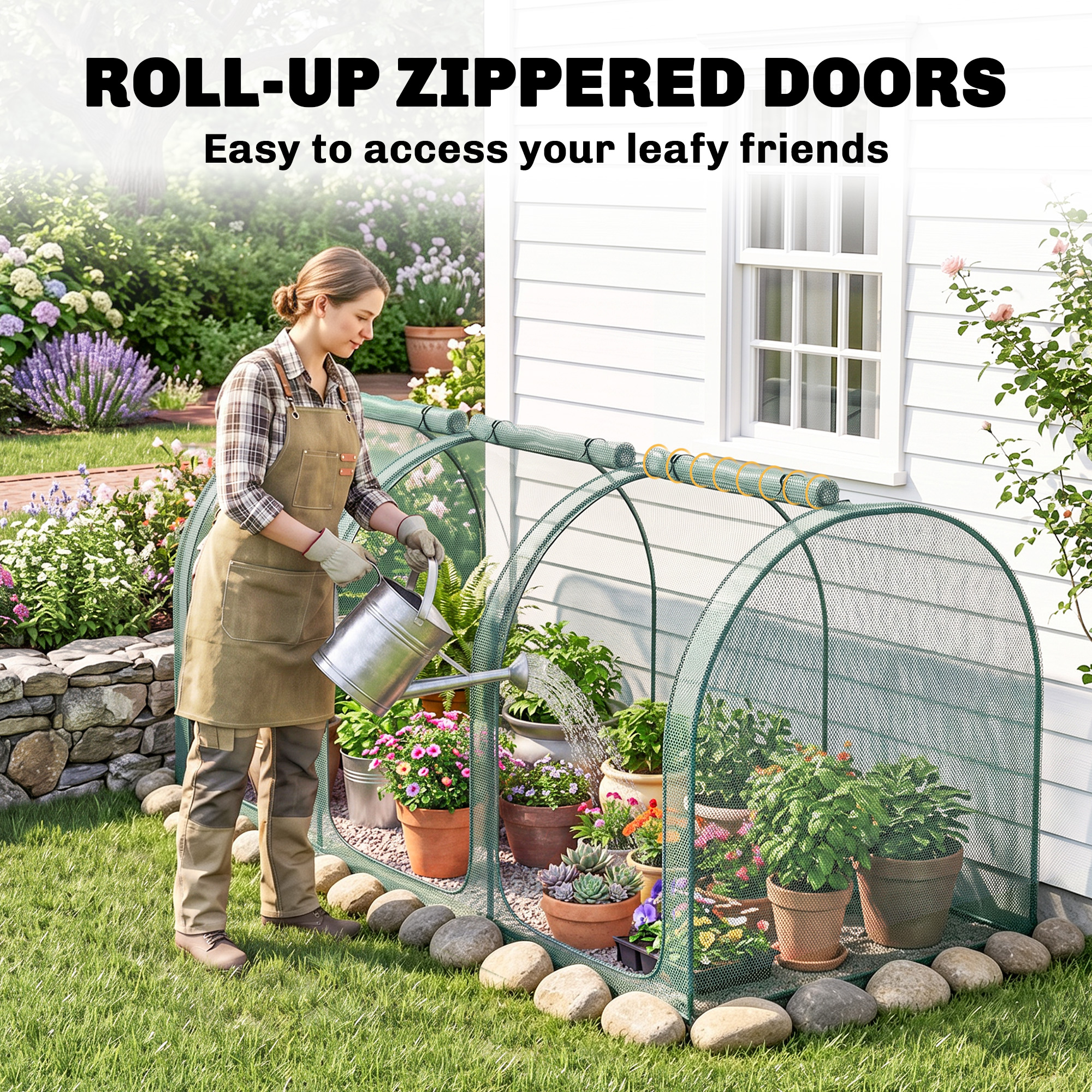 Outsunny 9' x 4' Crop Cage, Plant Protection Tent with Three