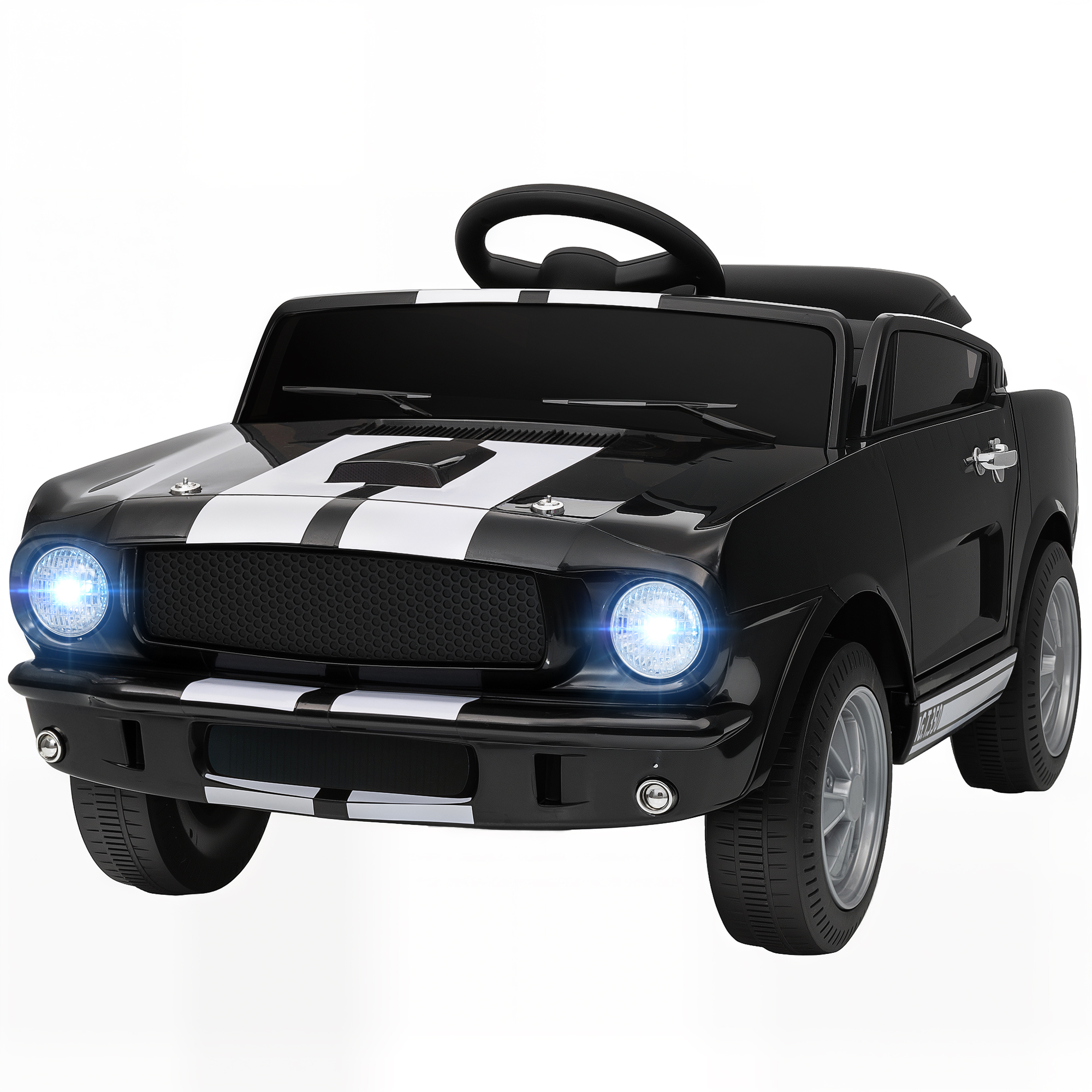 Qaba Licensed Ford Shelby GT 350 Kids Ride On Car with Remote Control, Adjustable Speed, MP3, Smooth Start, LED Lights, Black