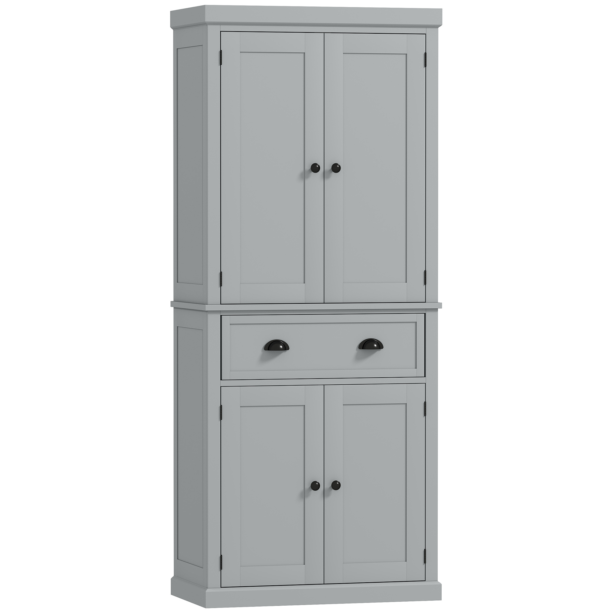 HOMCOM 72.5" Kitchen Cabinet, Pantry Storage Cabinet with Doors and Shelves, Freestanding Food Pantry Cabinet, Gray