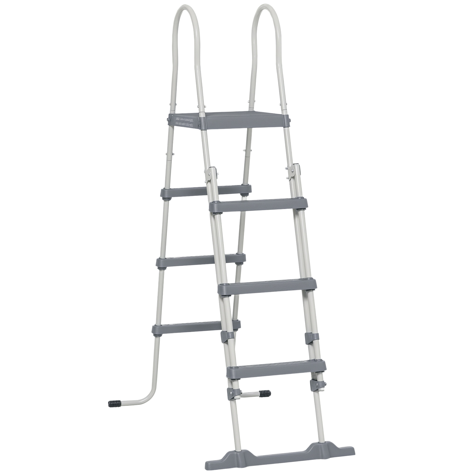Outsunny 70" Above Ground Swimming Pool Ladder, A-Frame Deck Ladder, Non-slip Steps and Handrails for 48" Pool Wall Height, Gray