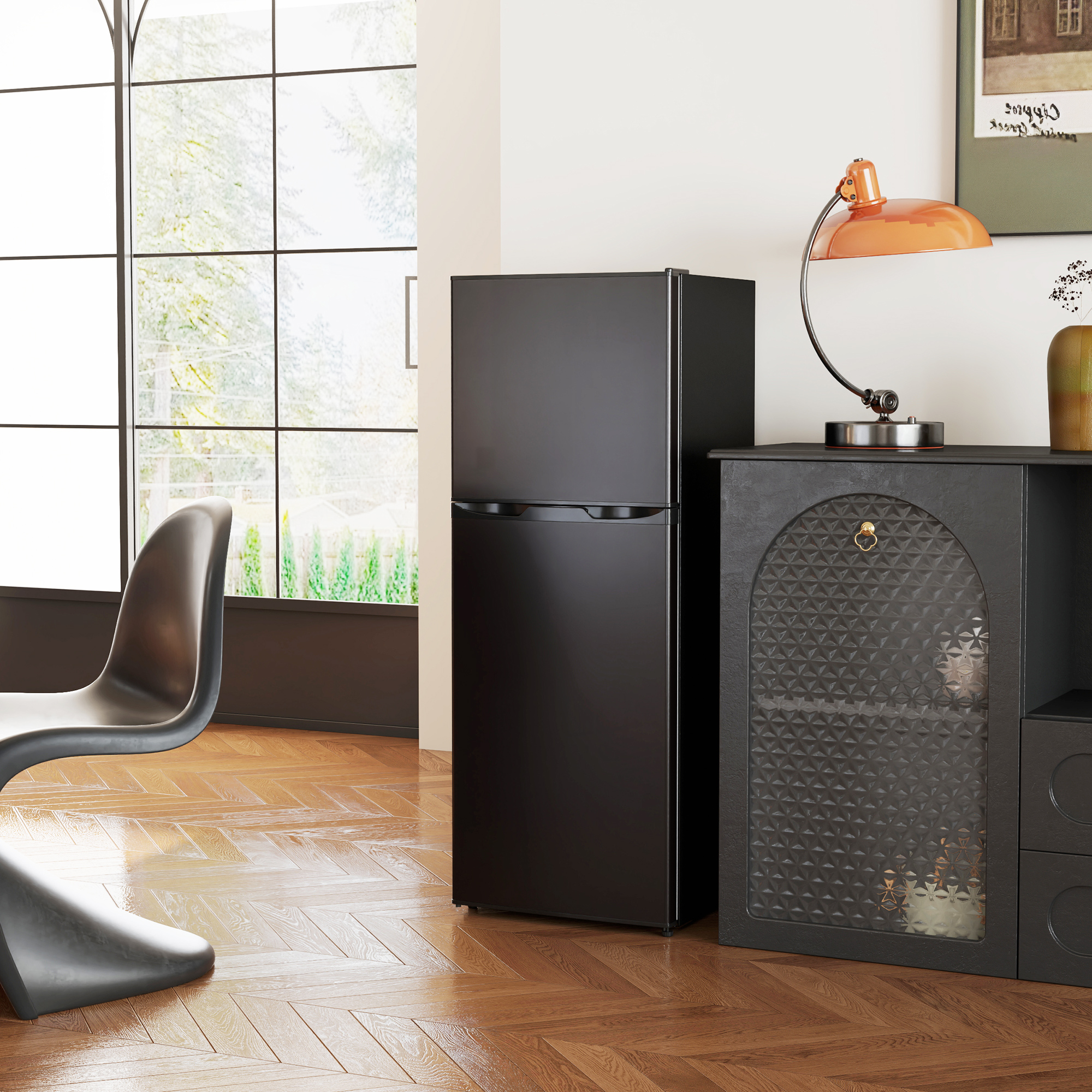 HOMCOM Double Door Mini Fridge with Freezer, 4.6 Cu.Ft Small Refrigerator with Thermostat, Shelves, Reversible Door, Black Aosom Canada