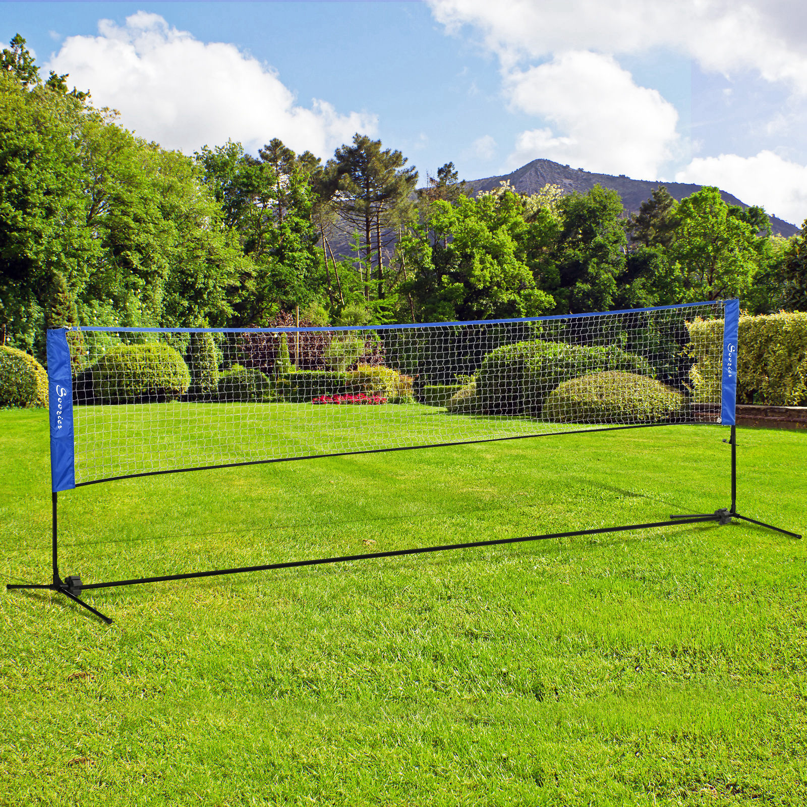 Soozier 14ft Badminton Net, Height Adjustable Outdoor Sports Net with Carry Bag, for Tennis, Pickleball and Volleyball Aosom Canada