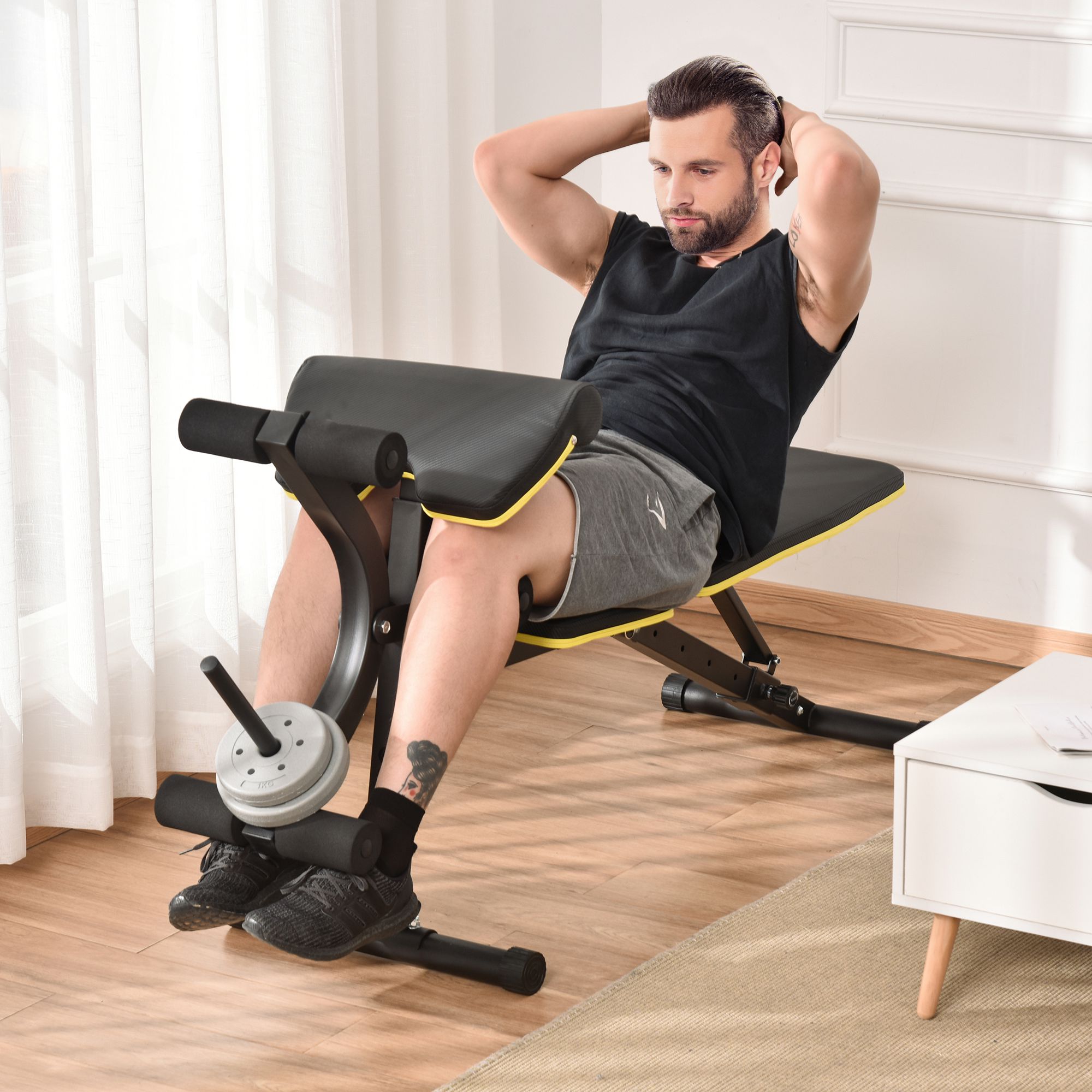 Soozier Adjustable Weight Bench, Sit Up Dumbbell Bench, Multi-Functional Purpose Hyper Extension Workout Bench with Adjustable Seat Aosom Canada