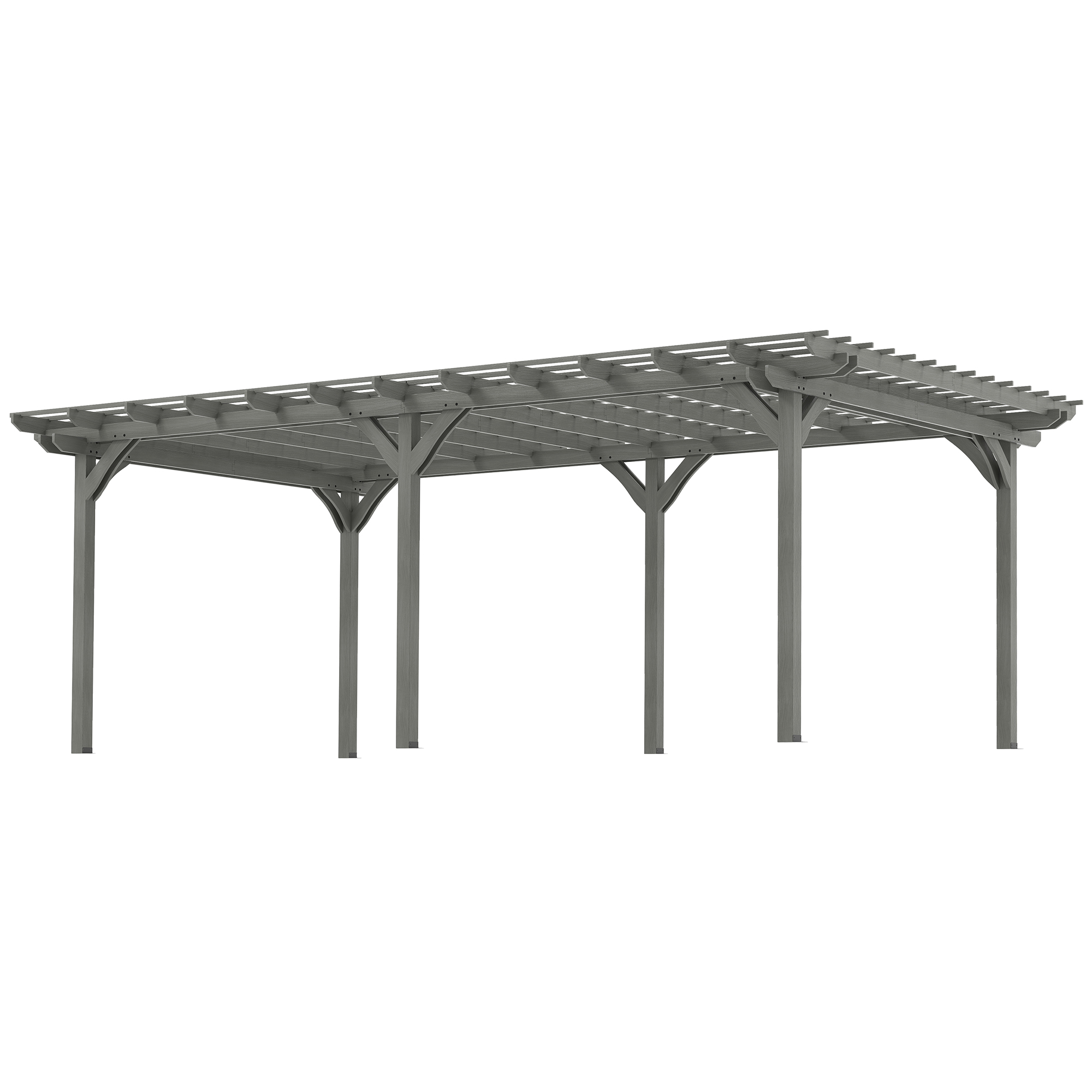 Outsunny 12' x 20' Outdoor Pergola, Wood Gazebo Grape Trellis with Stable Structure for Climbing Plant Support, Gray