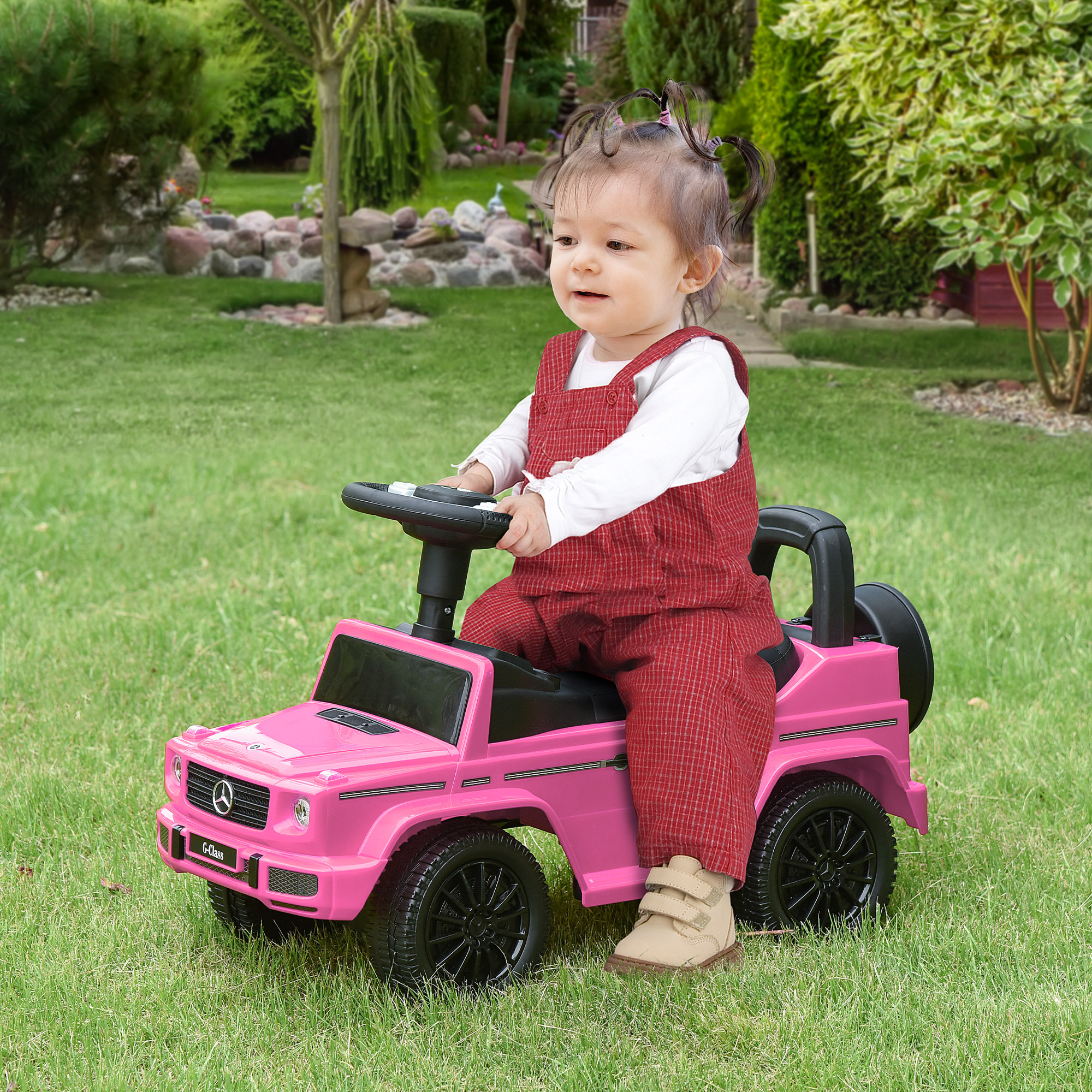 Aosom Luxury Cruiser: Baby Toddler Push Car, Mercedes-Benz G350 Licensed, Foot-to-Floor Ride-On, Pink Aosom Canada