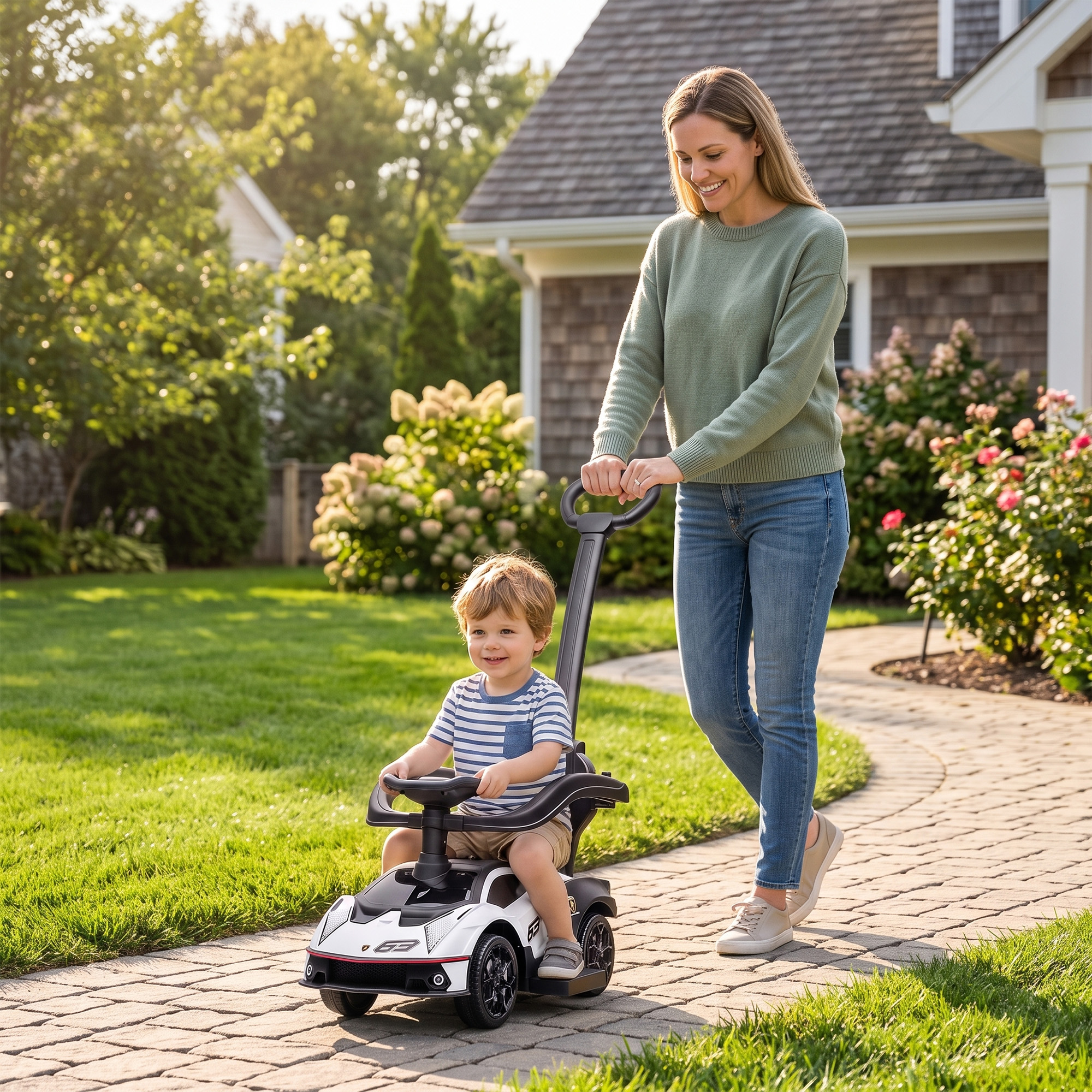 Aosom Essenza SCV12 Toddler's Delight: Licensed 2-in-1 Ride-On Push Car with Horn, Engine Sound, Steering Wheel Aosom Canada