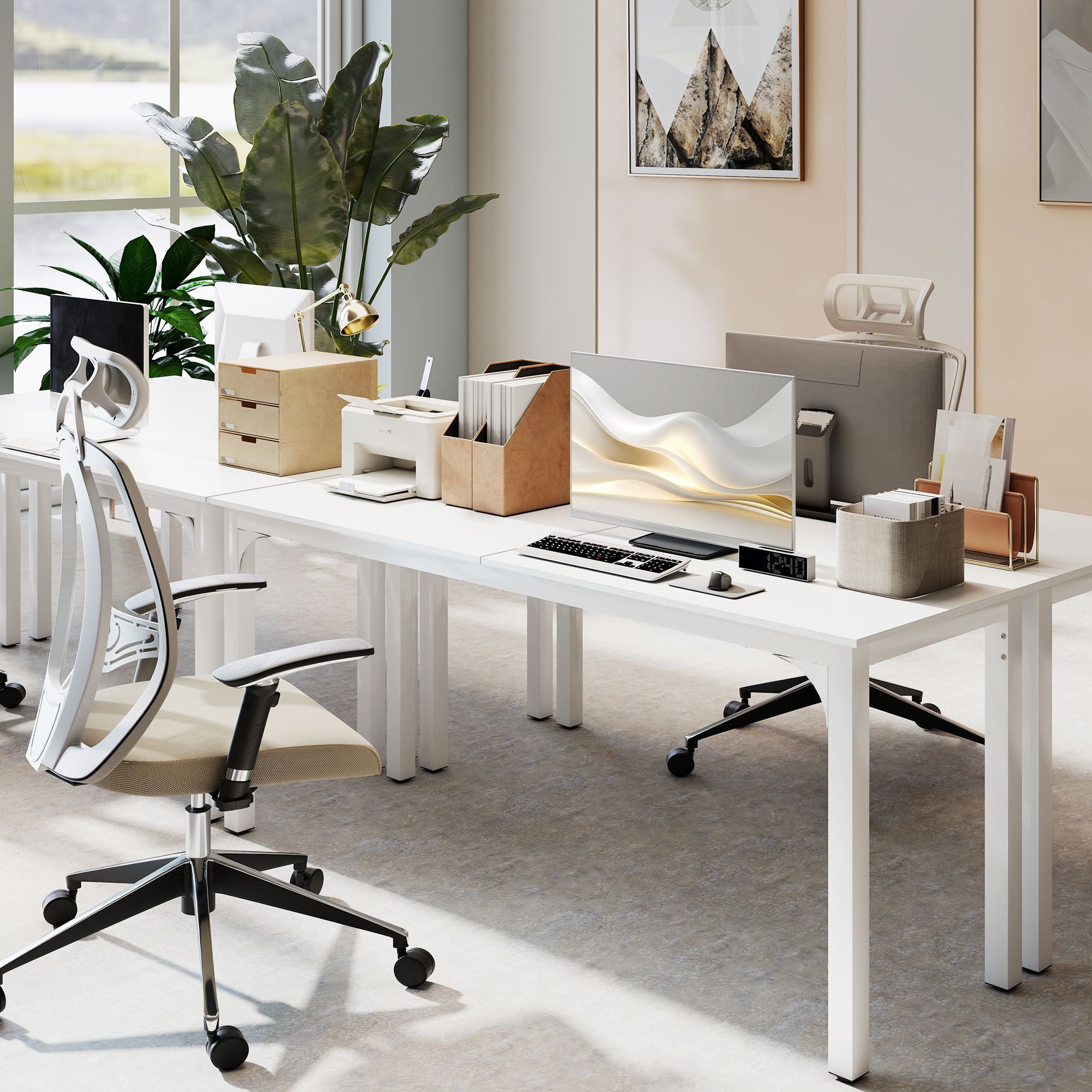 HOMCOM 71" Computer Desk, Desktop Desk with Metal Legs, White Aosom Canada