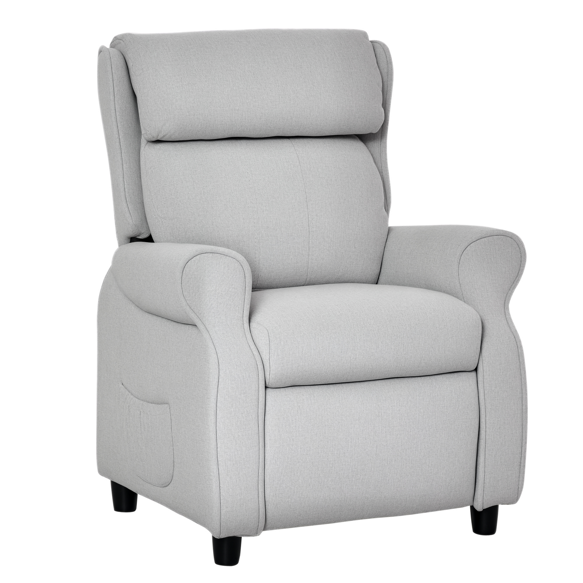 Qaba Kids Recliner Chair Children Sofa Angle Adjustable Single Lounger Armchair Gaming Chair, Light Grey