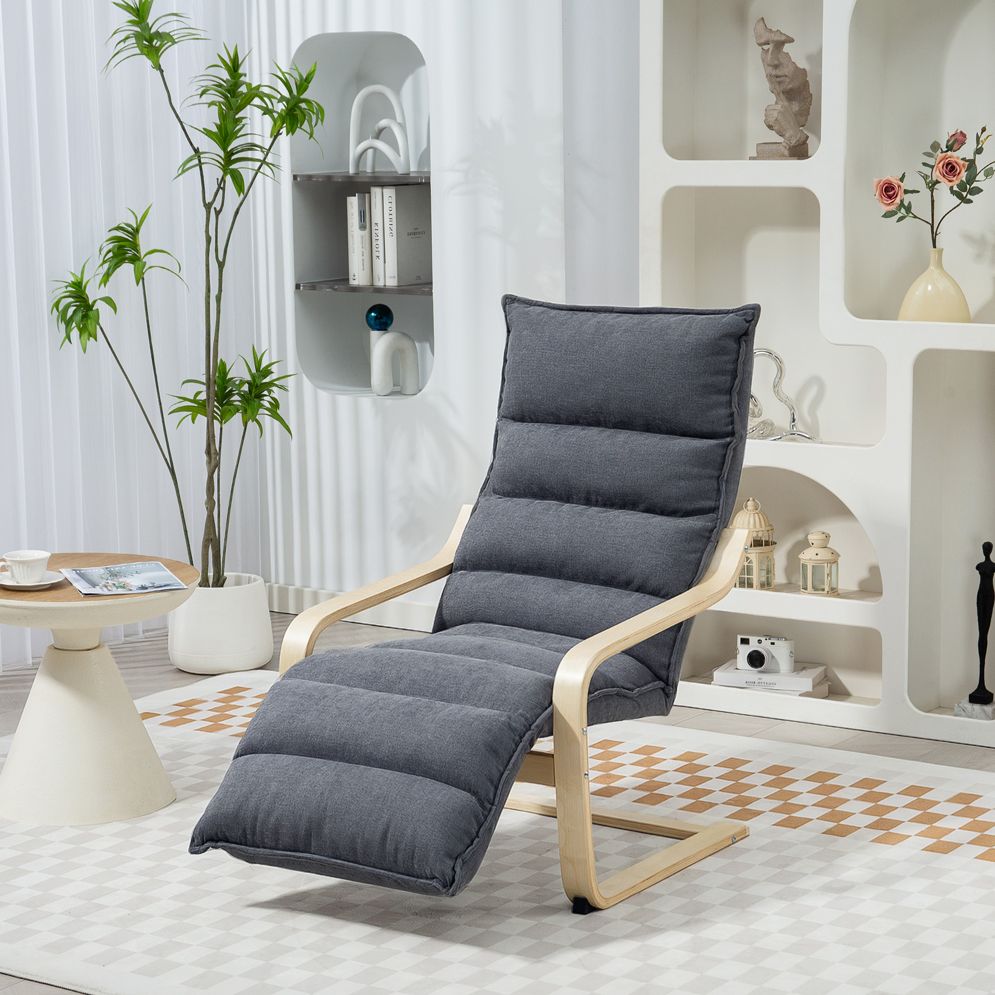 HOMCOM Accent Chair, Velvet Upholstered Living Room Chair with Footrest, Wood Frame, Dark Grey Aosom Canada