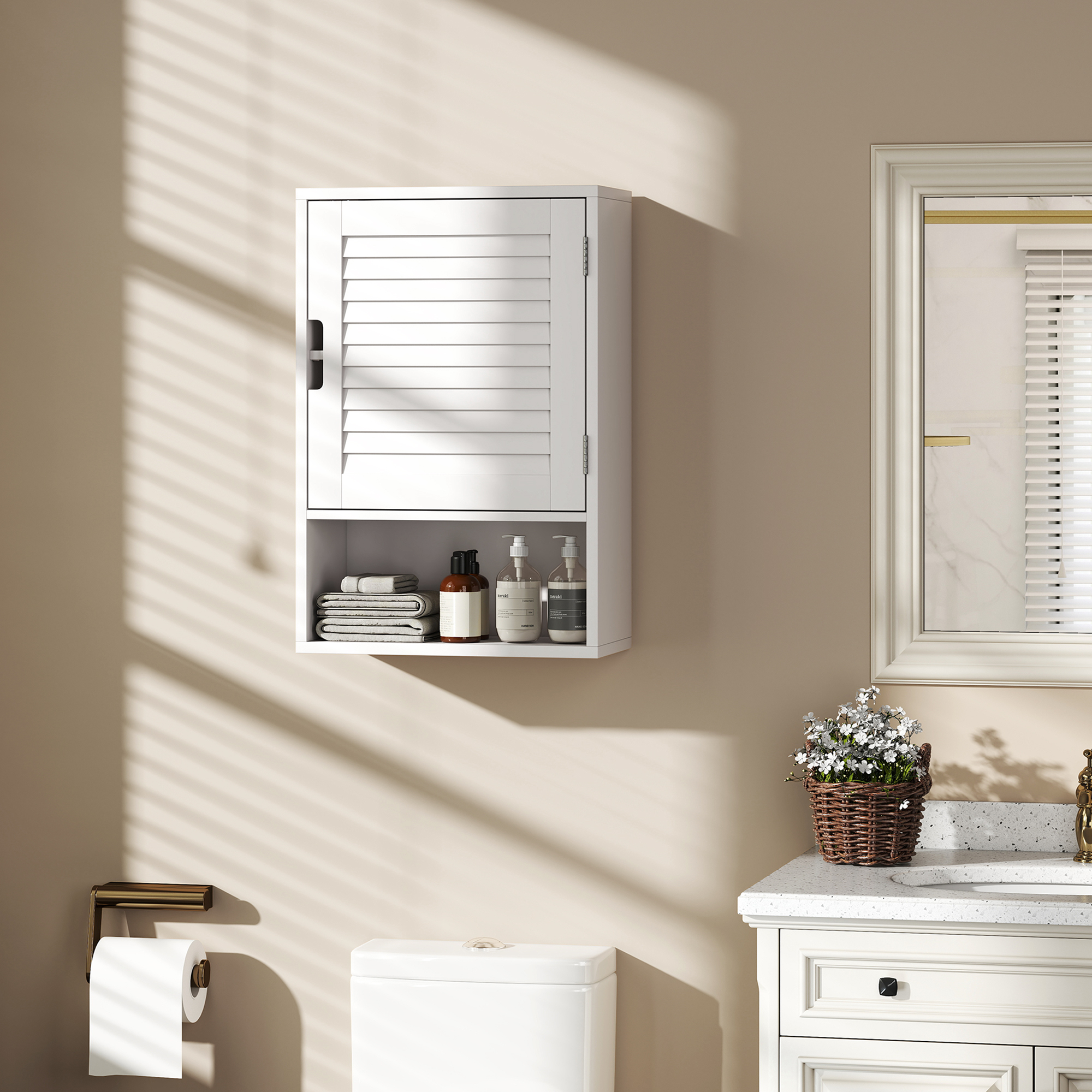 HOMCOM Bathroom Cabinet, Wall Mounted Storage Cabinet with Adjustable Shelves, 40 x 20 x 60 cm, White Aosom Canada