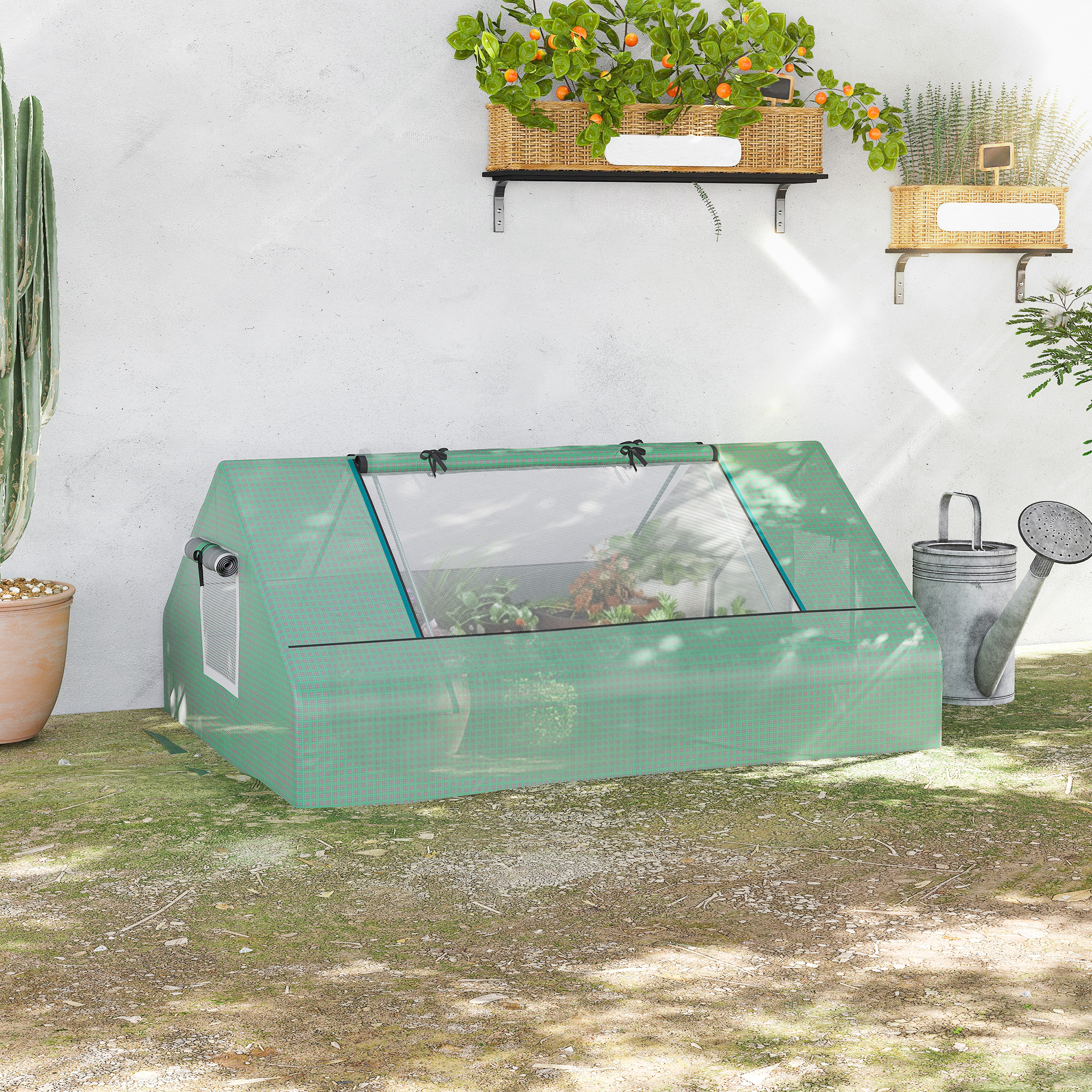 Outsunny Mini Portable Grow Chamber: 71" x 55" x 32" Hot House for Plants with 2 Large Windows Ground Nails, Outdoor Indoor Aosom Canada