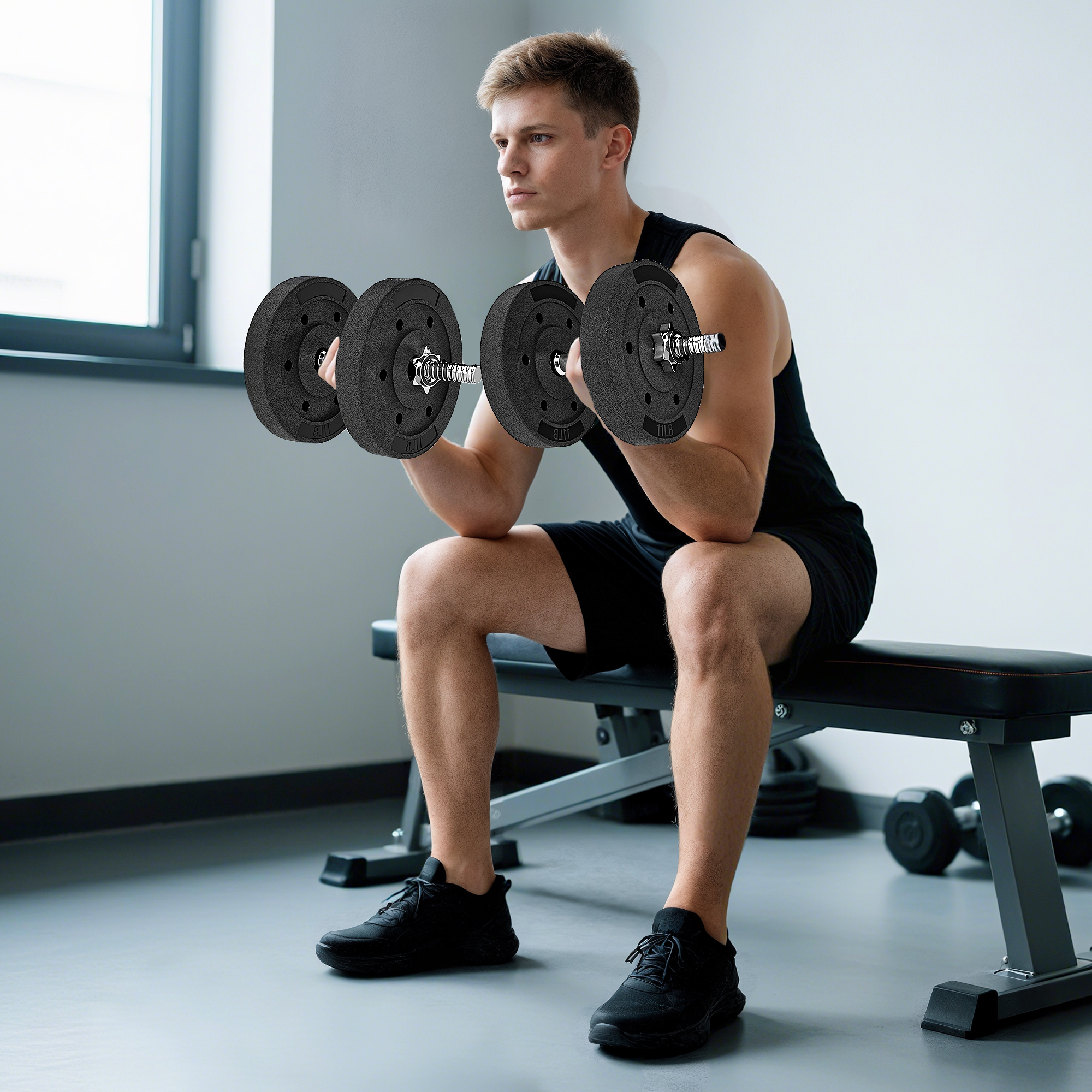 Soozier Weight Plates Set of 4, 1-Inch Barbell Weight Set for Home Gym Strength Training and Weightlifting, 4 x 11 lbs Aosom Canada
