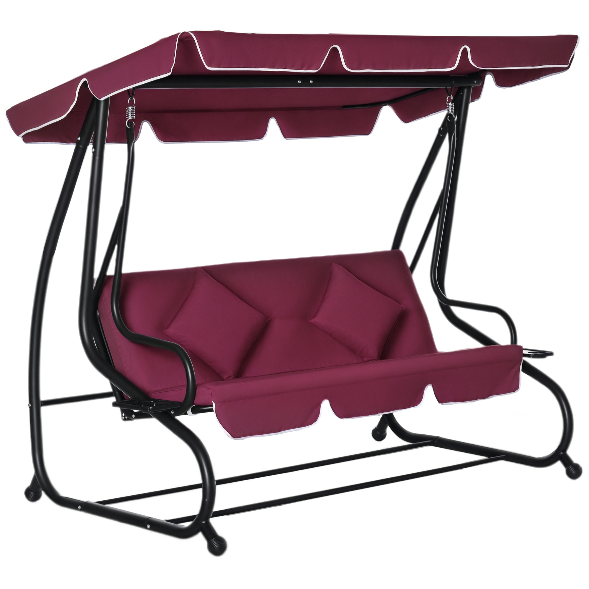 Outsunny 3-Seat Outdoor Patio Swing Chair, Converting Flatbed, Outdoor Swing Glider with Adjustable