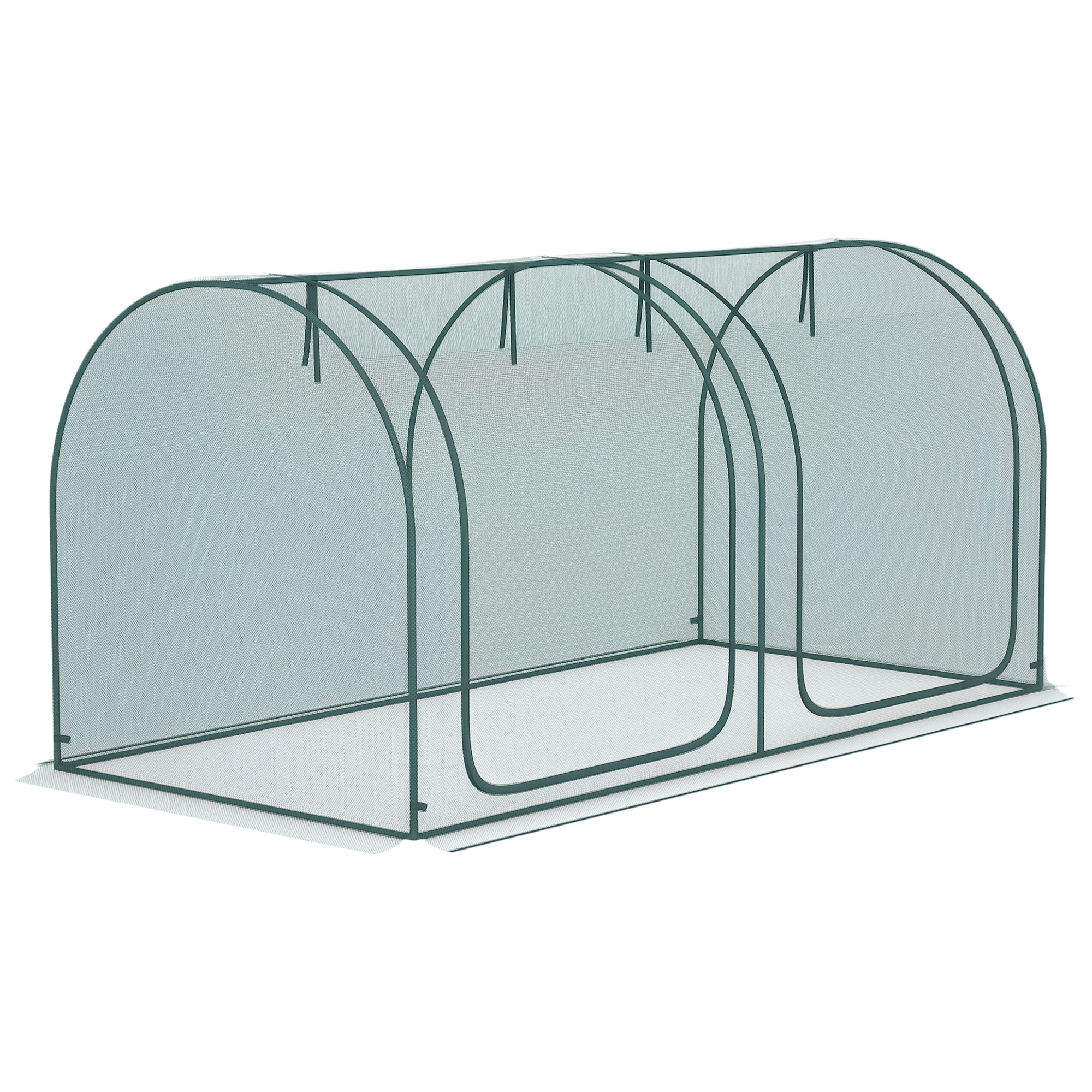 Outsunny 8' x 4' Crop Cage, Plant Protection Tent with Two Zippered Doors, Steel Frame, Storage Bag and 4 Ground Stakes, Green
