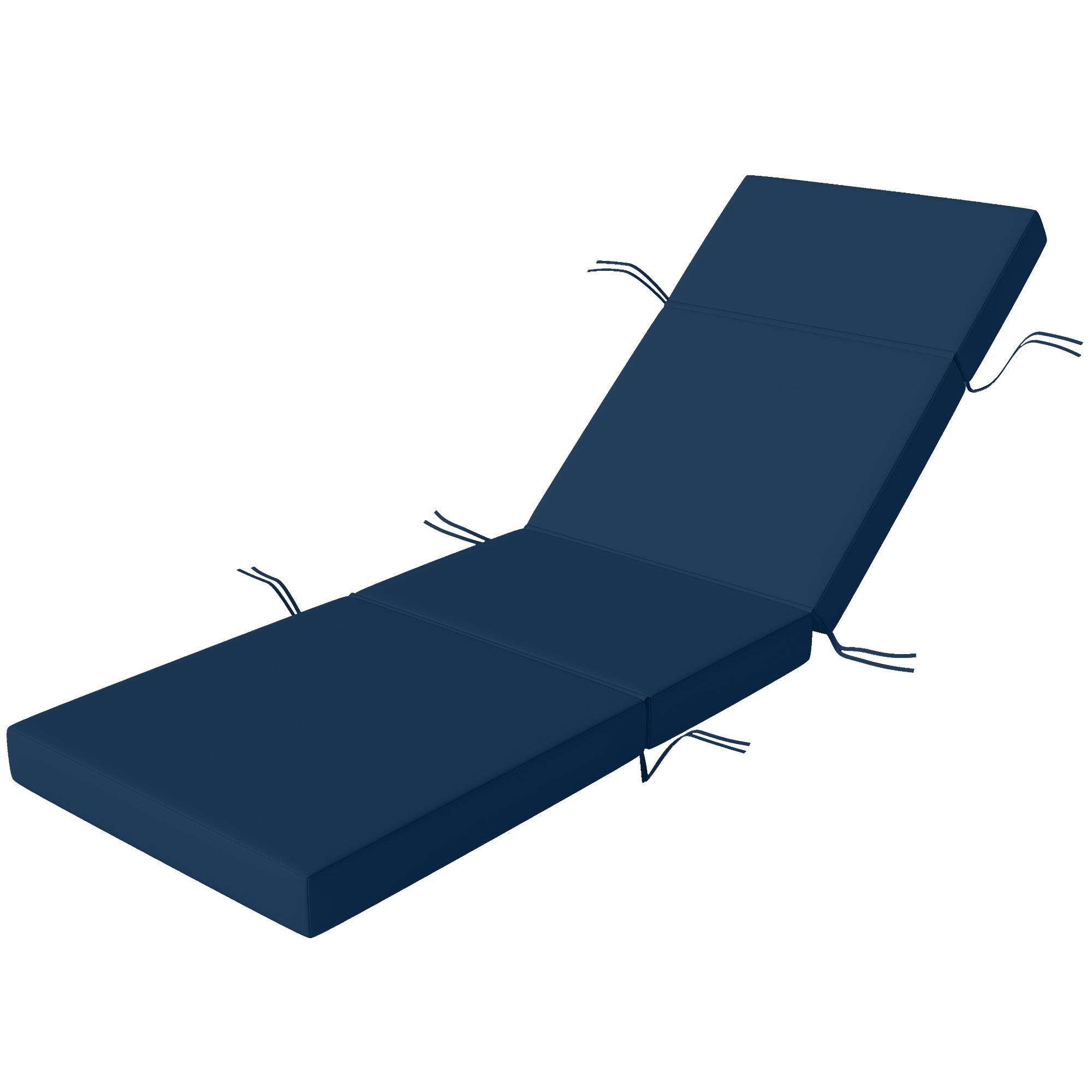 Outsunny Chaise Lounge Cushion, 4" Thick Outdoor Lounge Chair Cushions with Ties for Patio, 26" x 80", Navy Blue