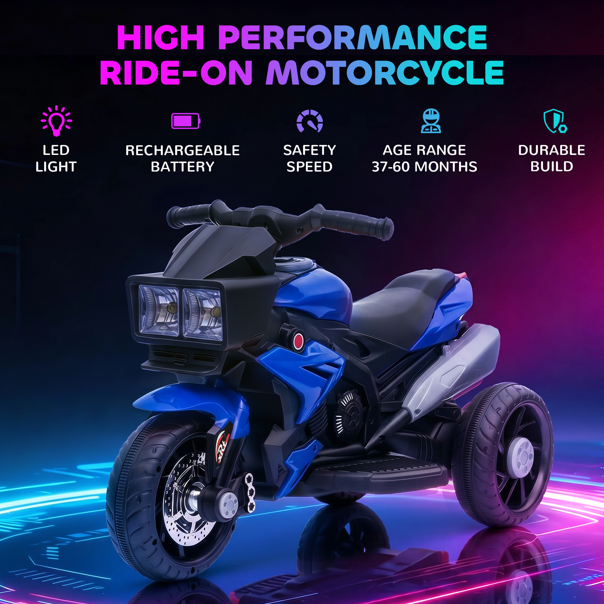 Aosom Kids Electric 6V Ride-On Motorcycle with Working Horn and