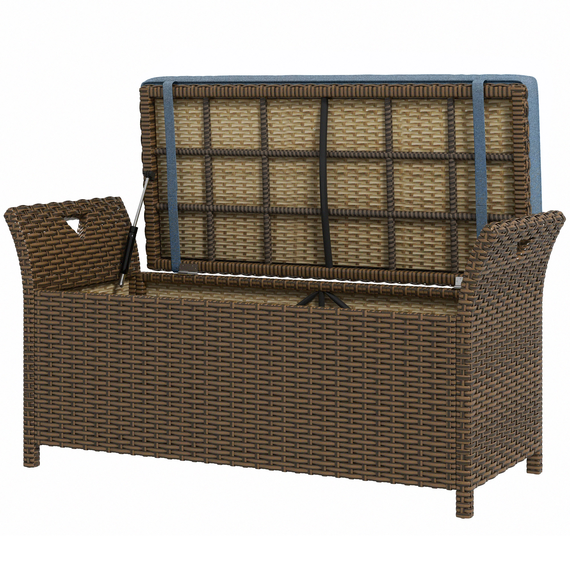 Outsunny Outsunny Wicker Patio Storage Bench with Cushion Top, Dark Blue, Outdoor Seating & Storage Solution | Aosom.com - $106.99 at Aosom US