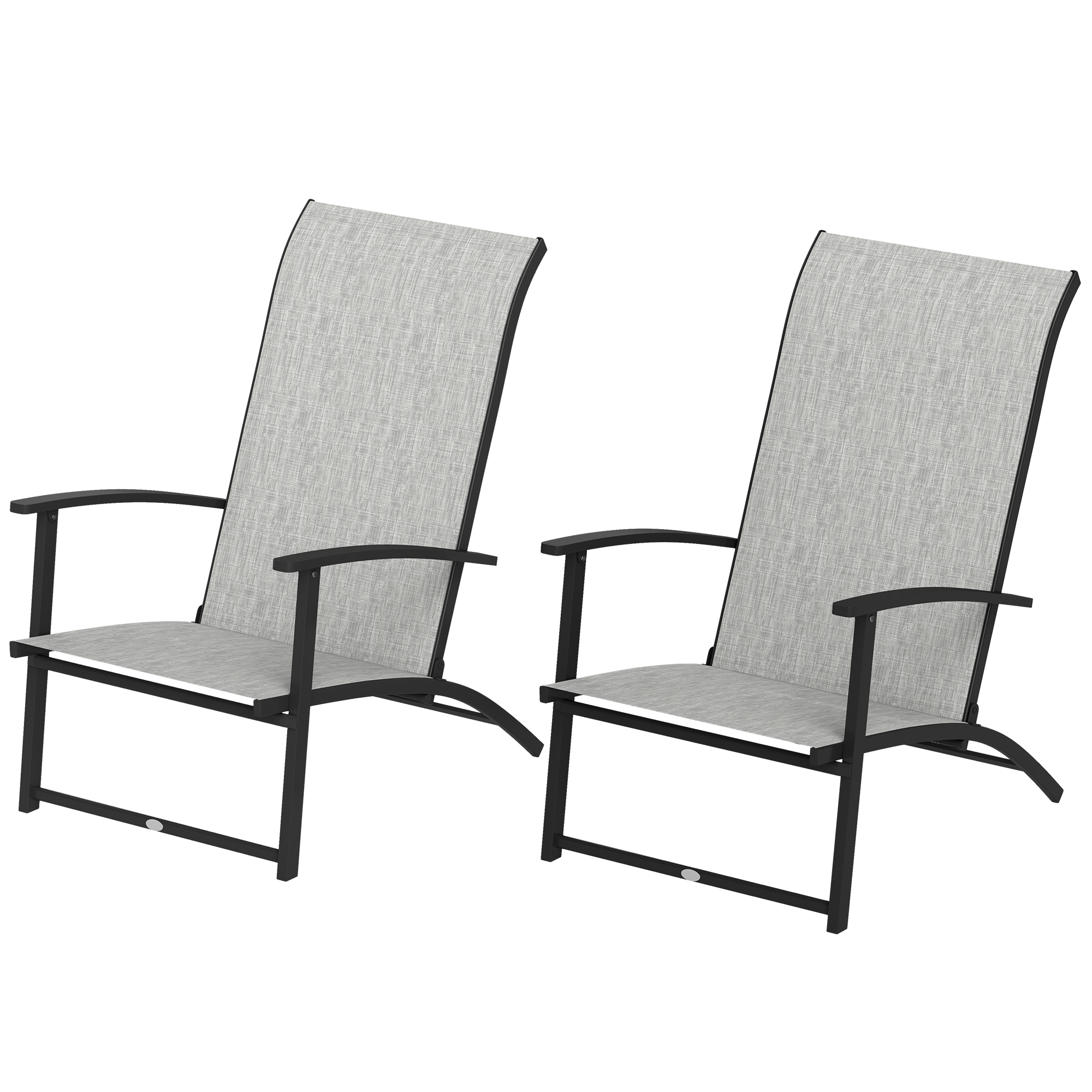 Outsunny Set of 2 Outdoor Dining Chairs with High Back, Armrests, Folding Patio Chairs for Patio, La