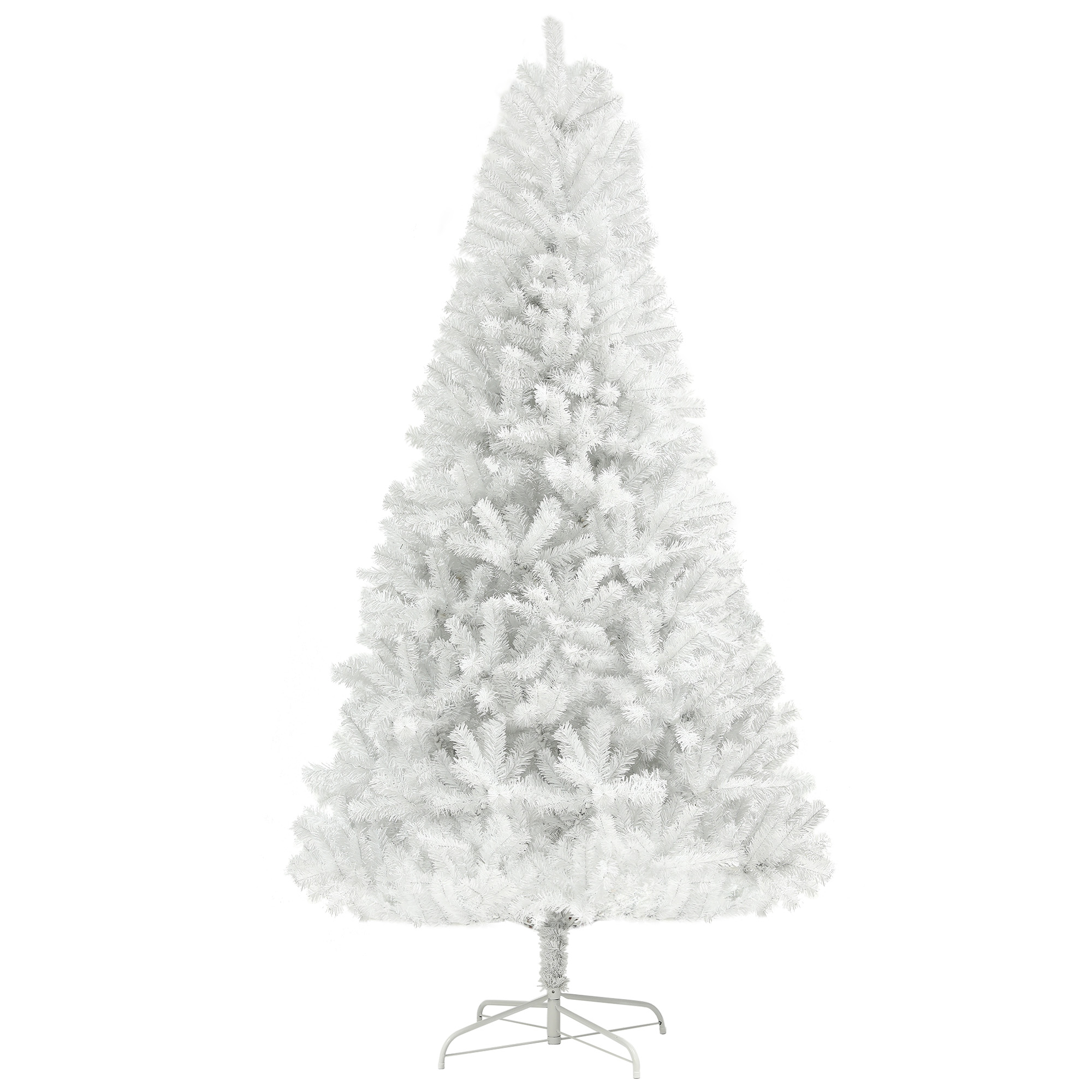 HOMCOM 6ft Unlit Artificial White Christmas Tree, Holiday Decor with 1000 Branch Tips, Auto Open and Steel Base