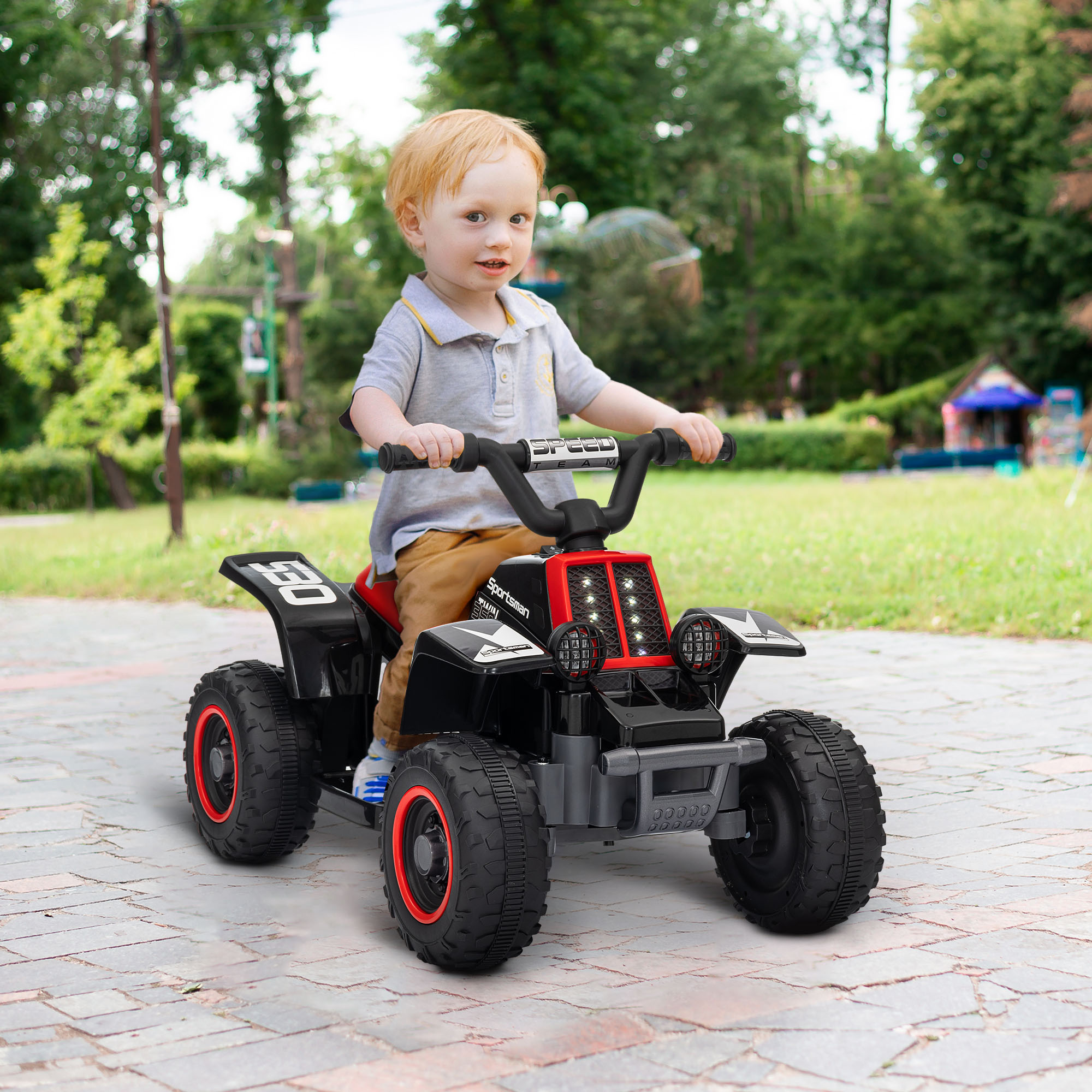 Qaba 6V Kids ATV Quad, 4 Wheeler Battery Powered Electric Ride on Car w/ Lights, Forward Backward, for 3-6 Years, Black Aosom Canada
