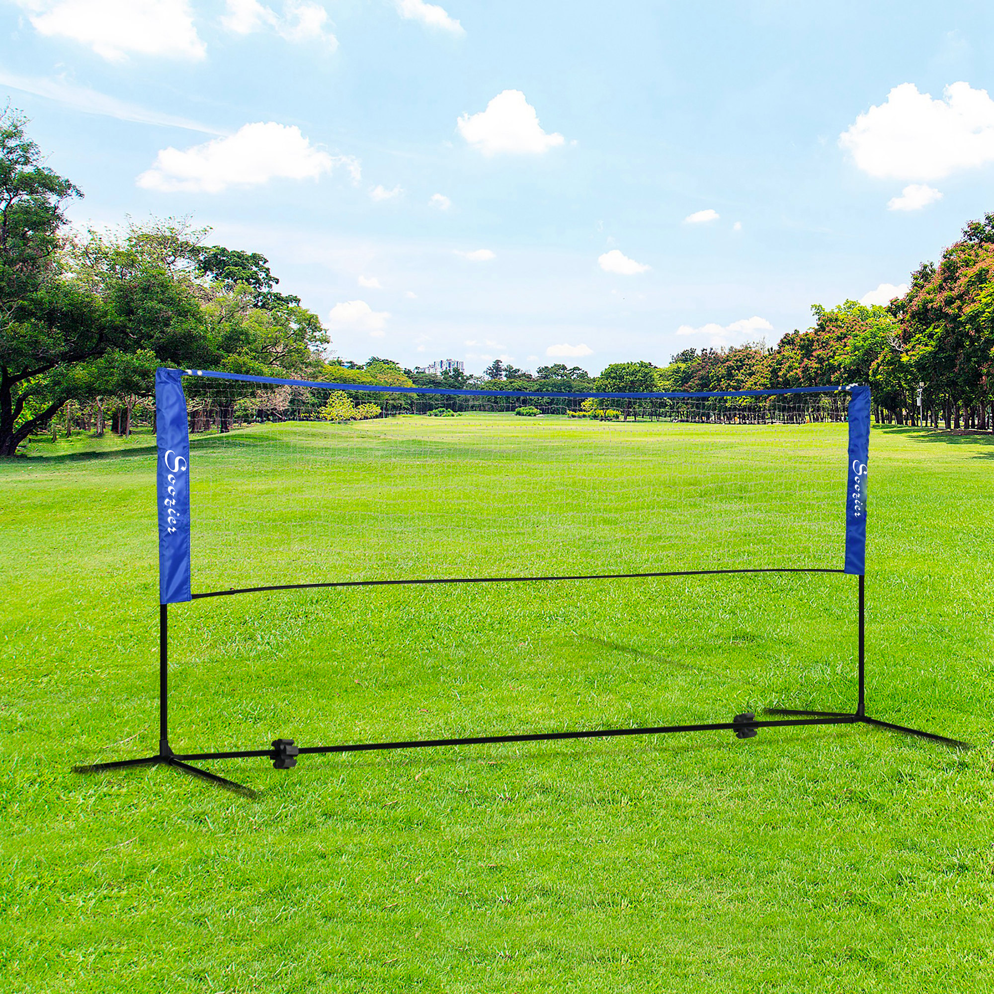 Soozier 10ft Badminton Net, Height Adjustable Outdoor Sports Net with Carry Bag, for Tennis, Pickleball and Volleyball, Blue Aosom Canada