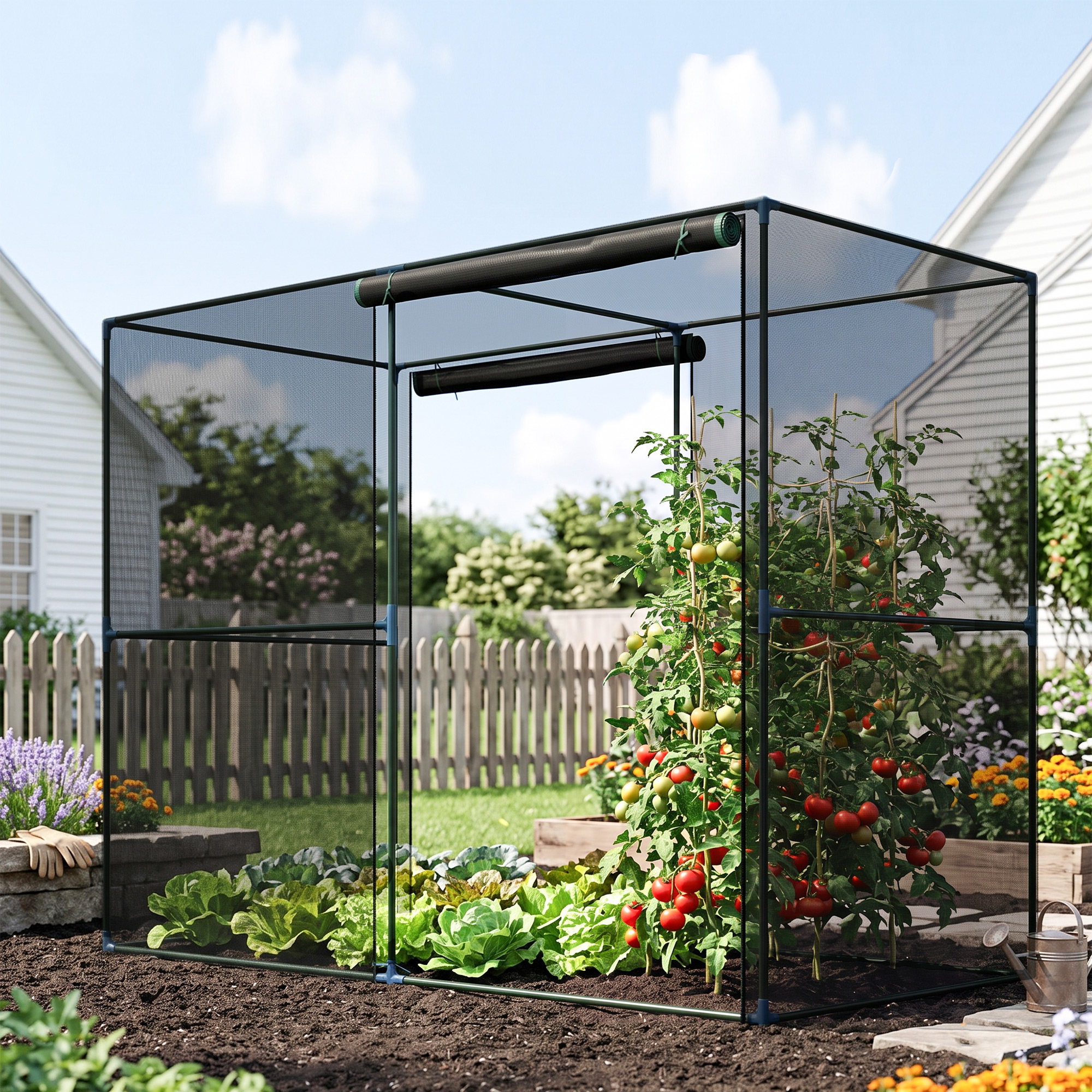 Outsunny 4x8 ft Plant Cage Black Vegetable Protector | Aosom.com