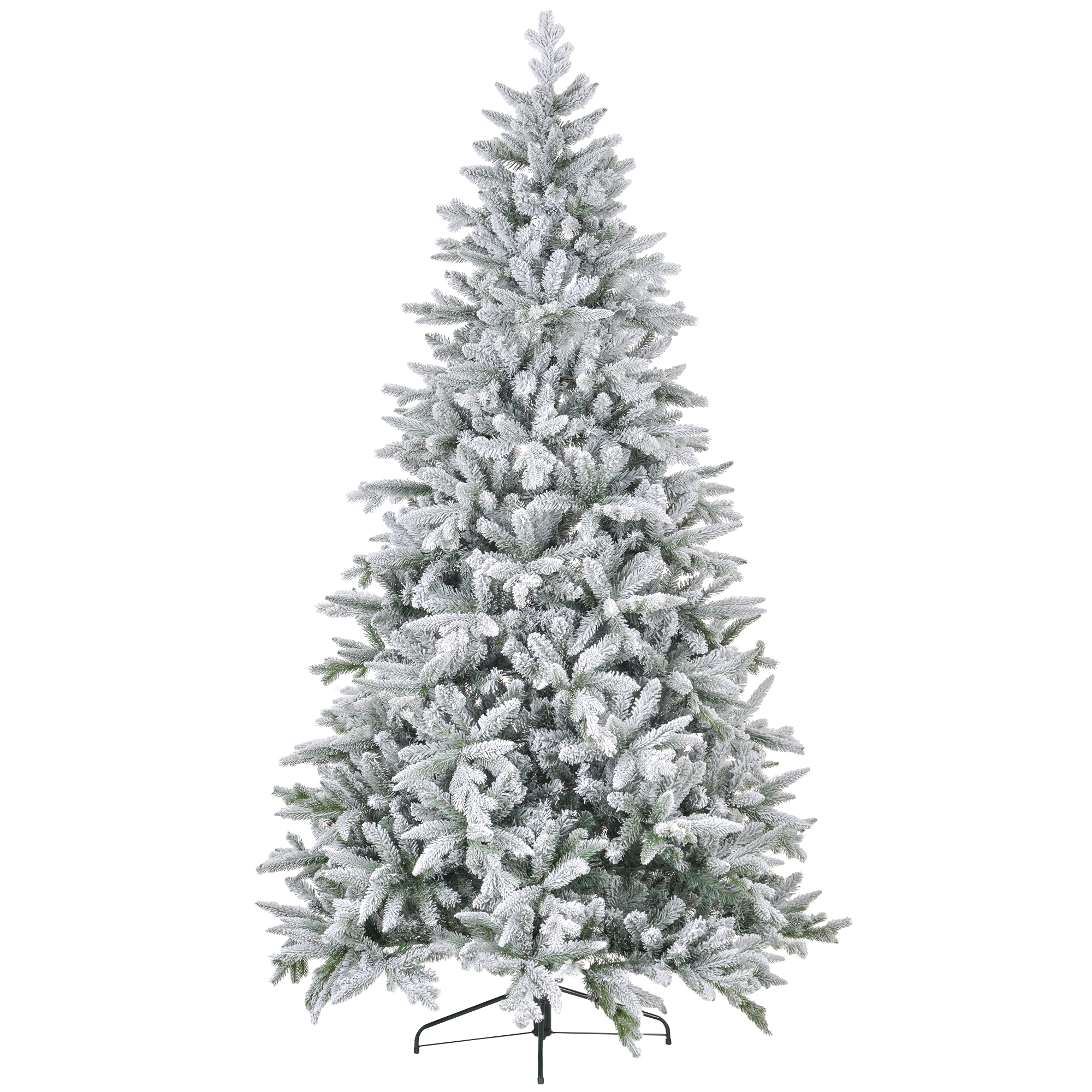 HOMCOM 8ft Artificial Flocked Christmas Tree with Snow Tips, Easy Assembly, Hinged Xmas Tree for Hom