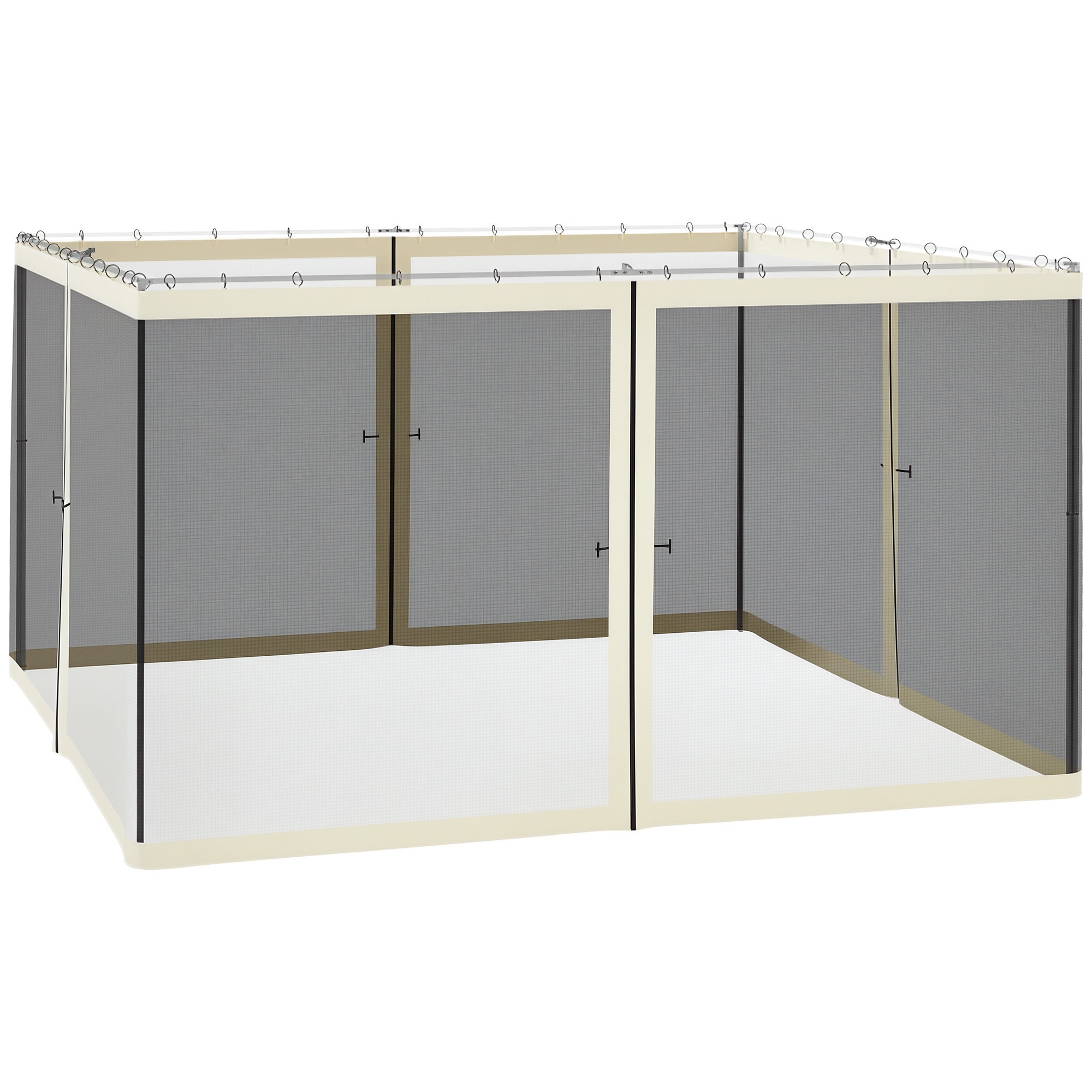 Outsunny Replacement Mesh Sidewall Netting for 12' x 12' Gazebos and Canopy Tents with Zippers, (Sidewall Only) Cream